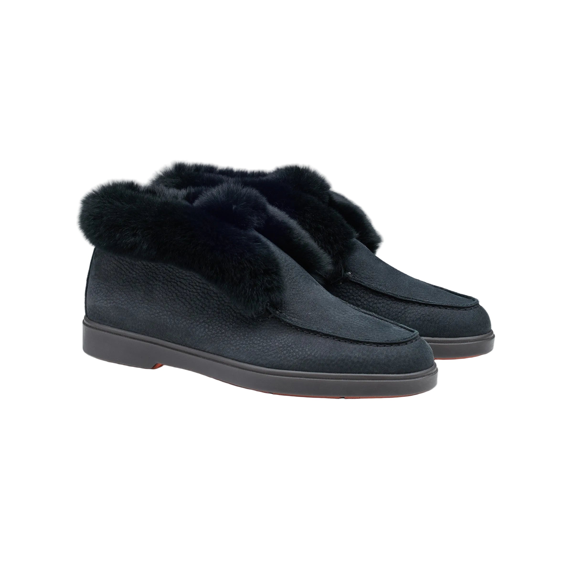 black Suede Desert Boot with Fur
