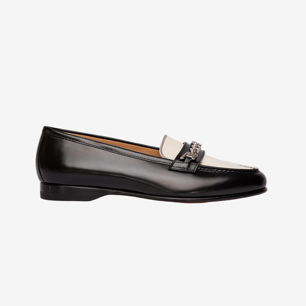 Mocasín de piel Andrea blanco y negro