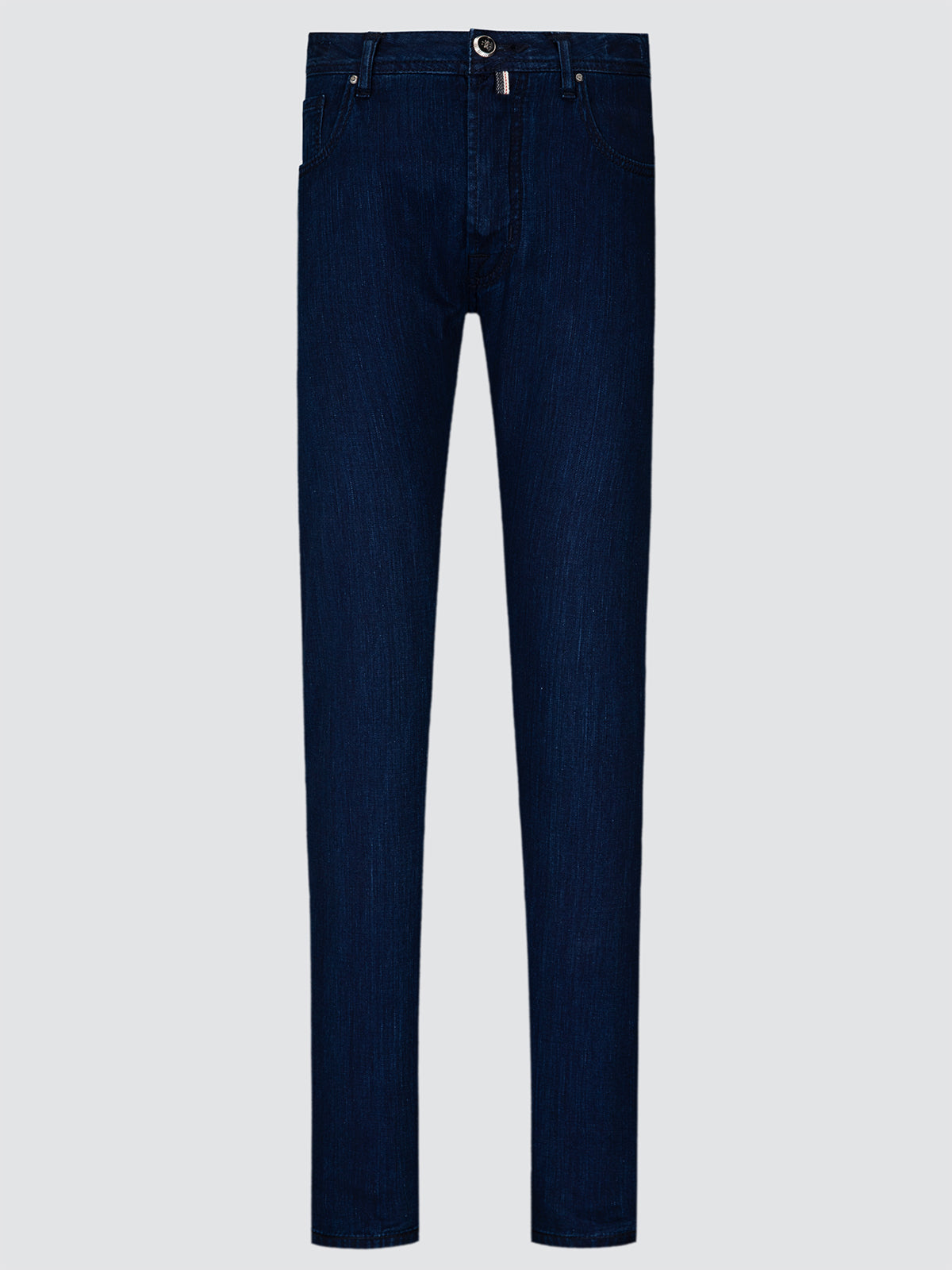 Pair of dark blue jeans bard limited edition  on a light gray background