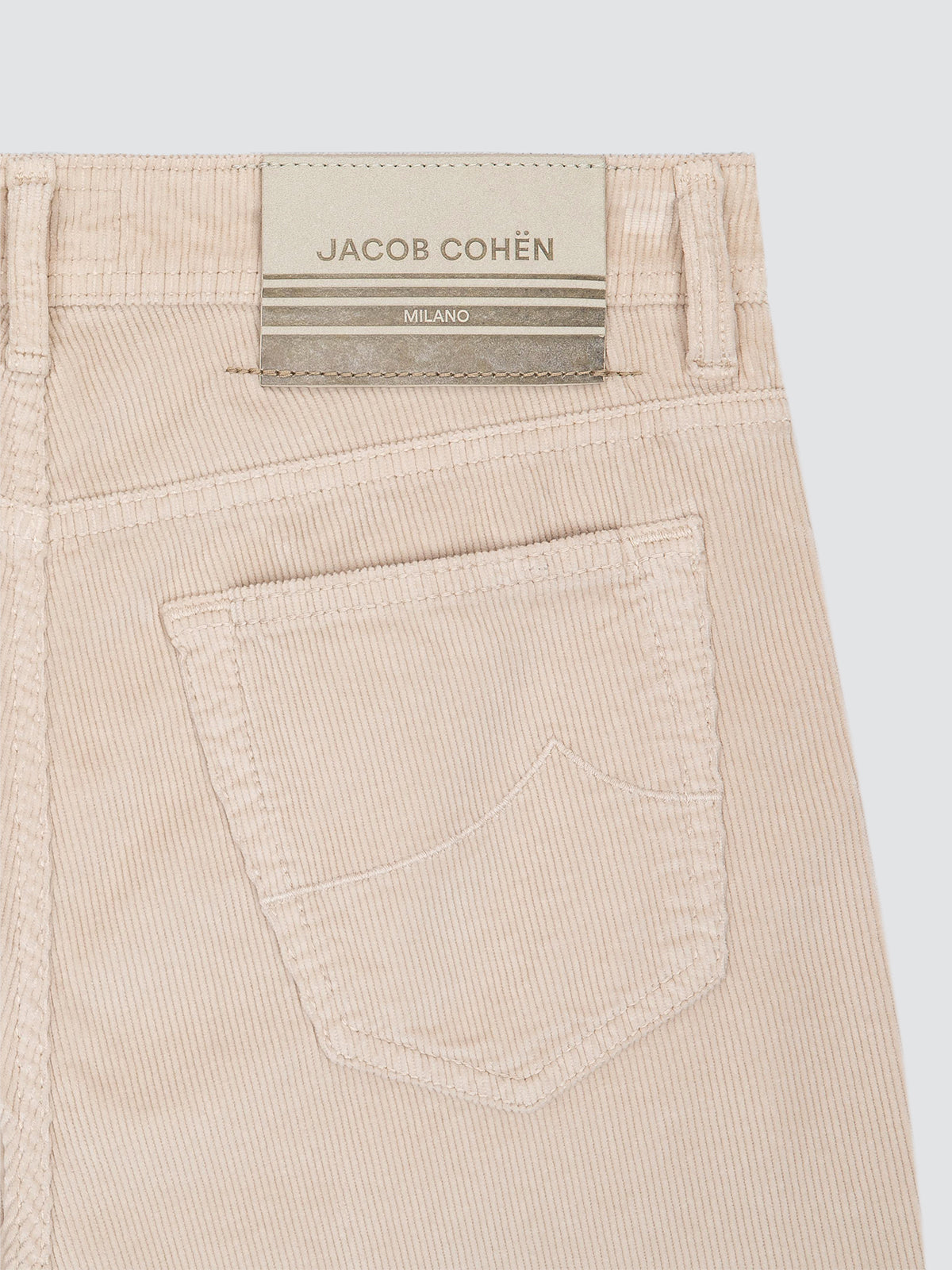 Bard in Almond-White Stretch Cotton Corduroy