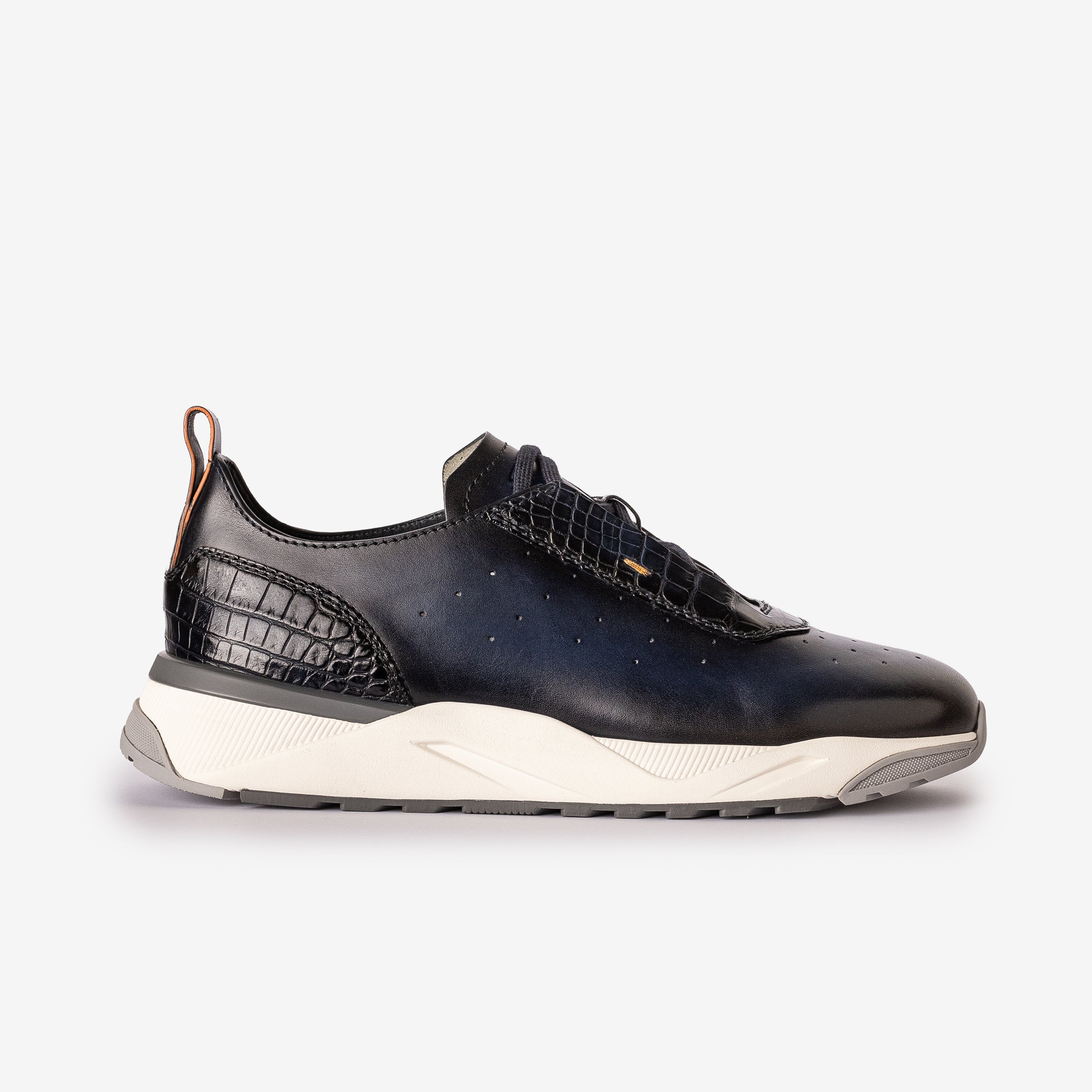Blue Leather & Alligator Sneaker
