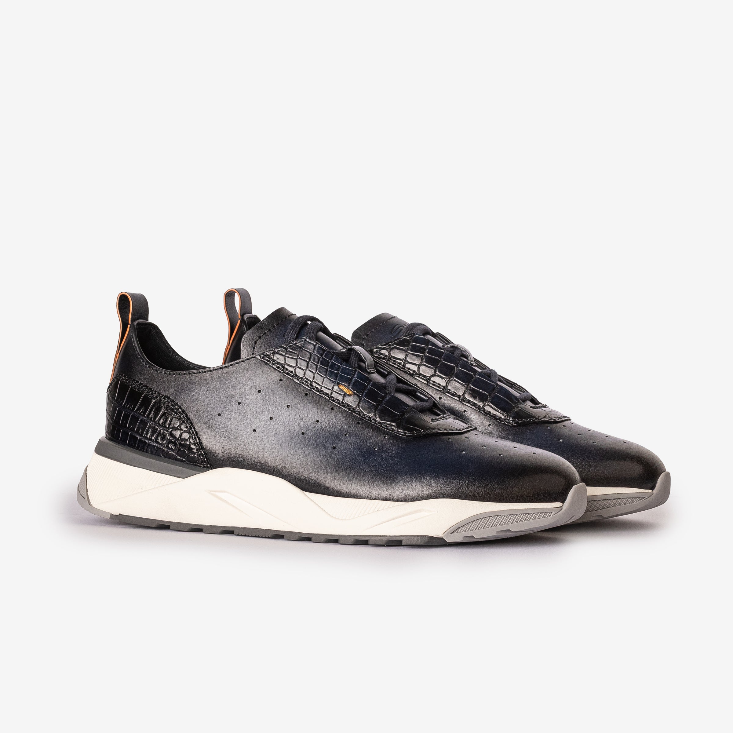 Blue Leather & Alligator Sneaker