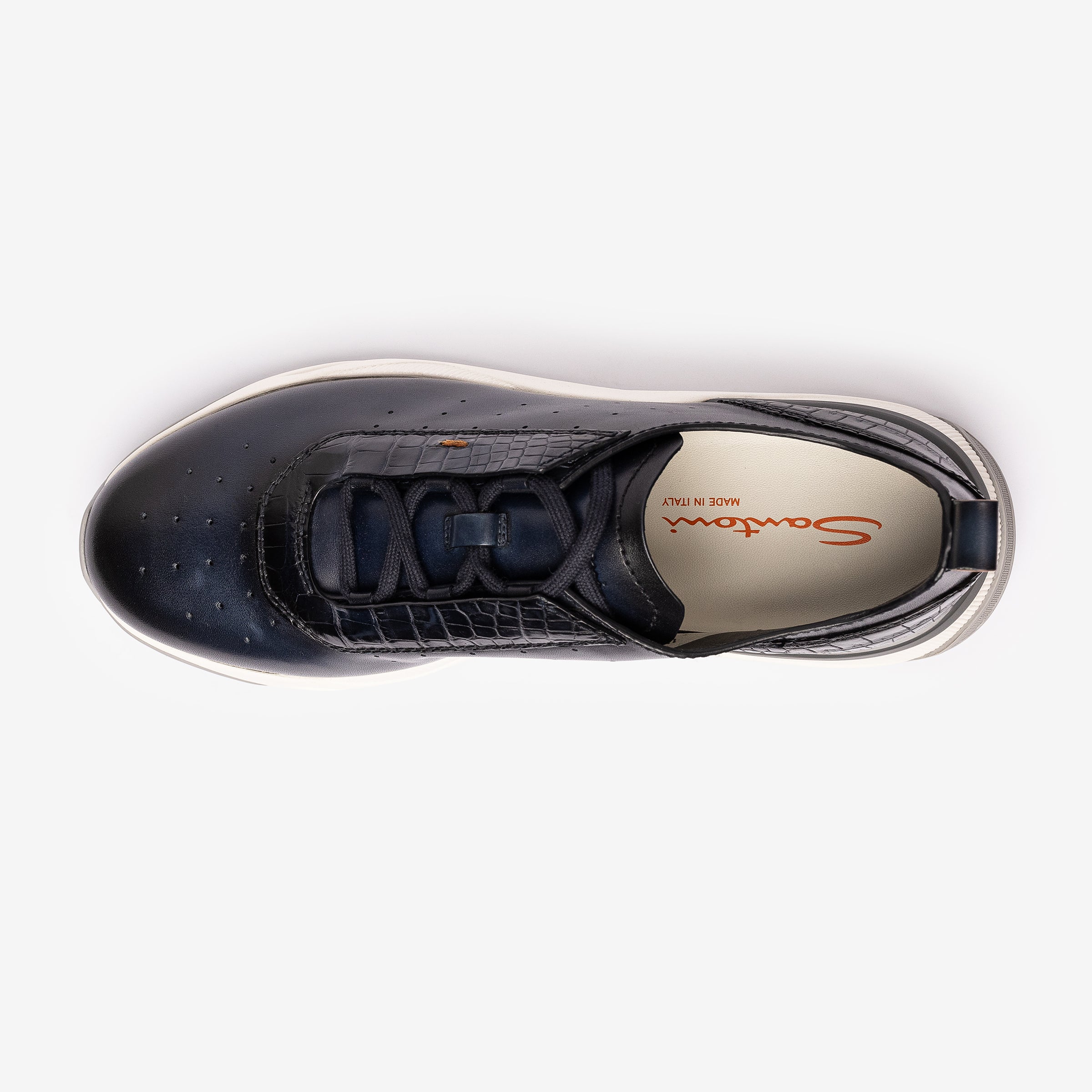 Blue Leather & Alligator Sneaker