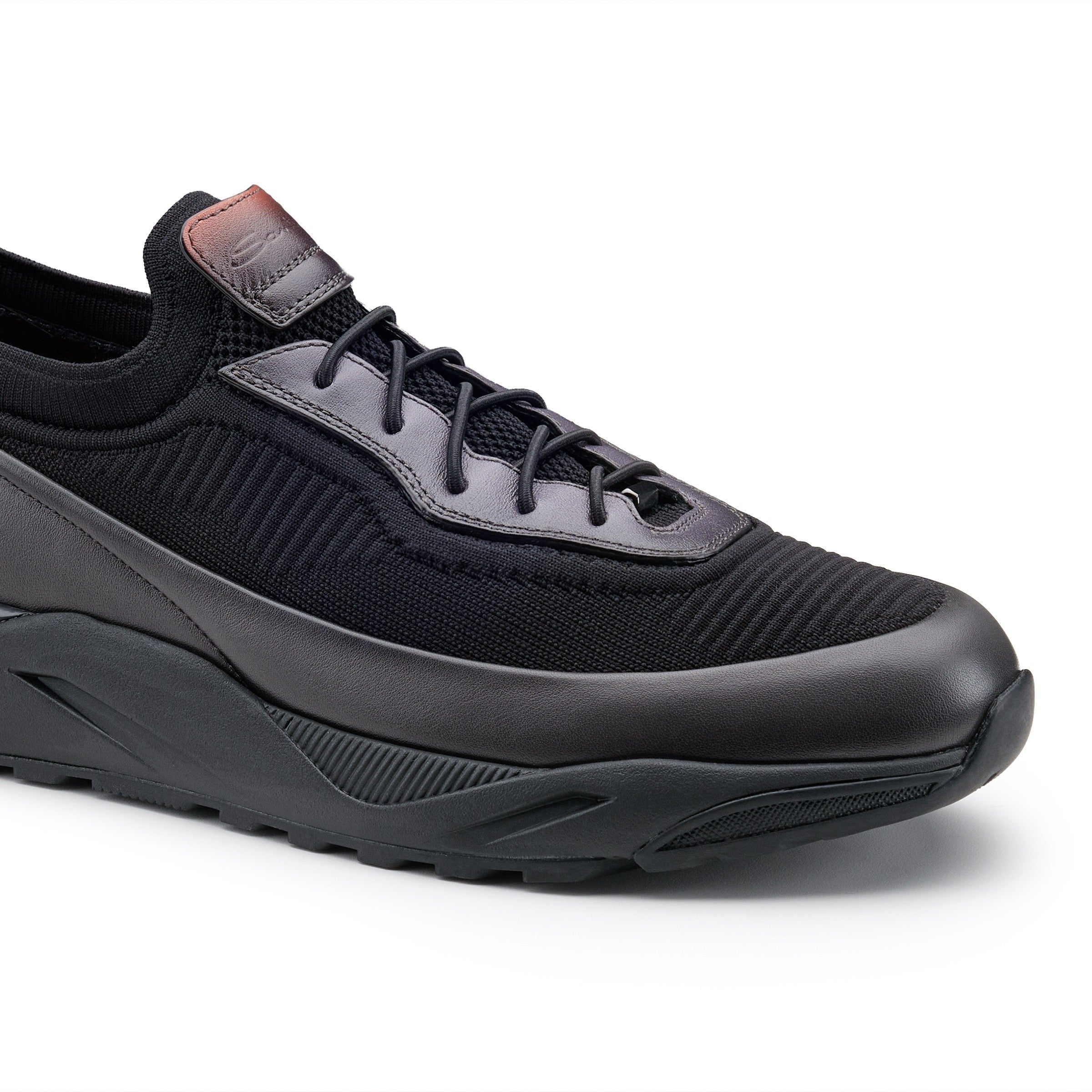 Black Leather Slip-on Sneakers