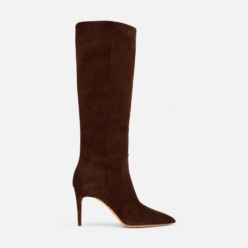 Dark Brown Suede high heel boots