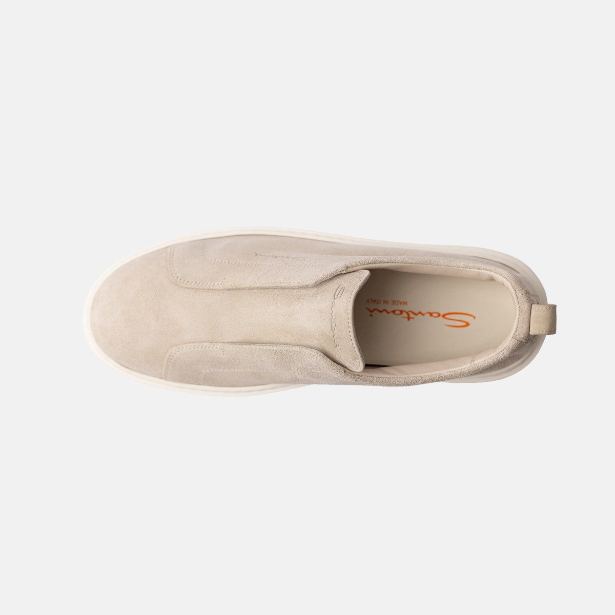 Sneakers slip-on de ante beige claro