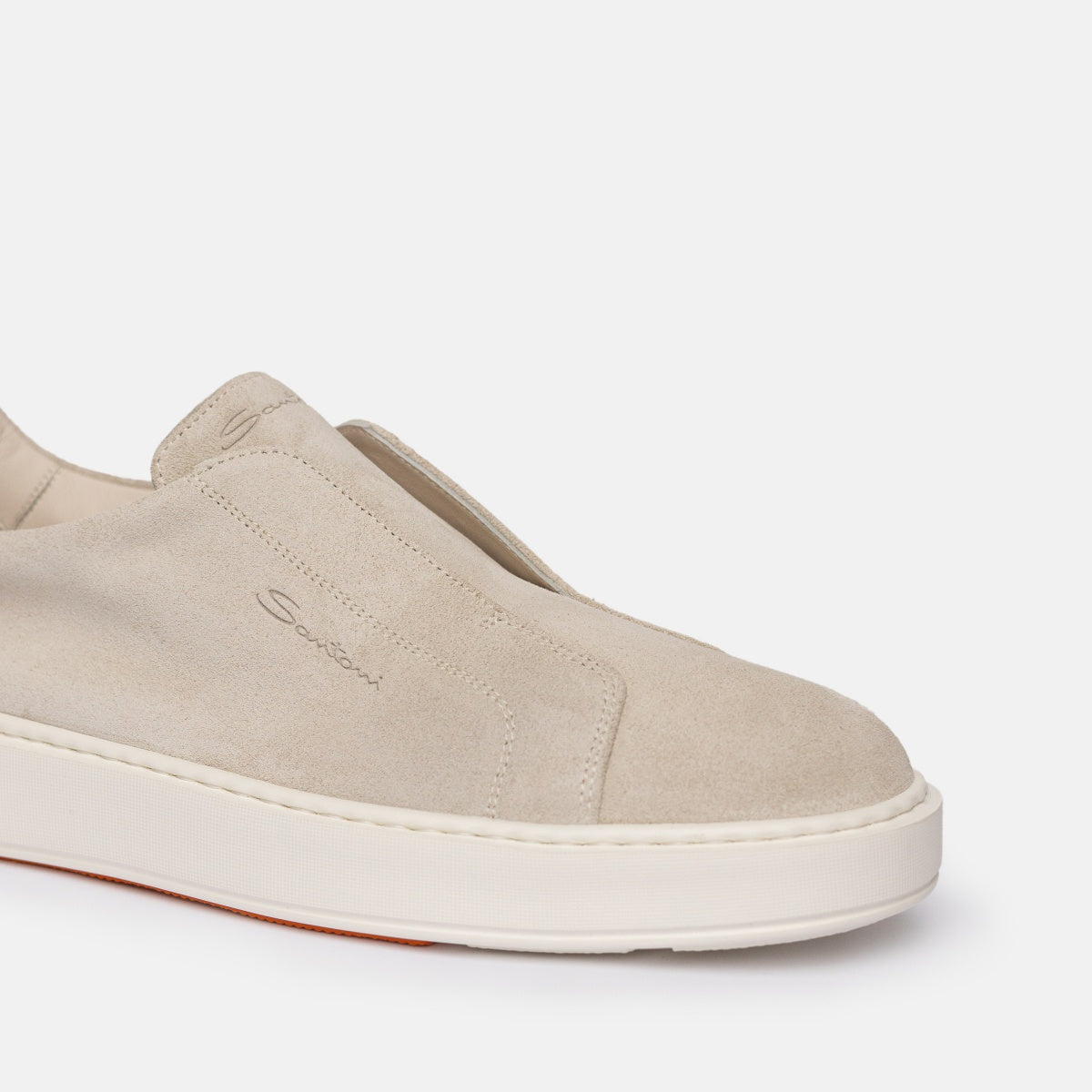 Sneakers slip-on de ante beige claro