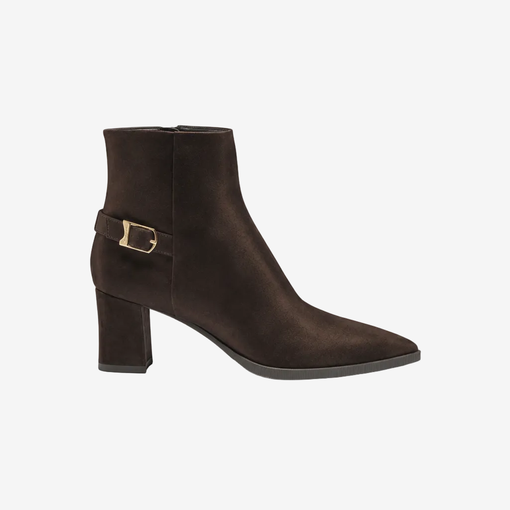 Dark Brown suede mid-heel Ankle Boot