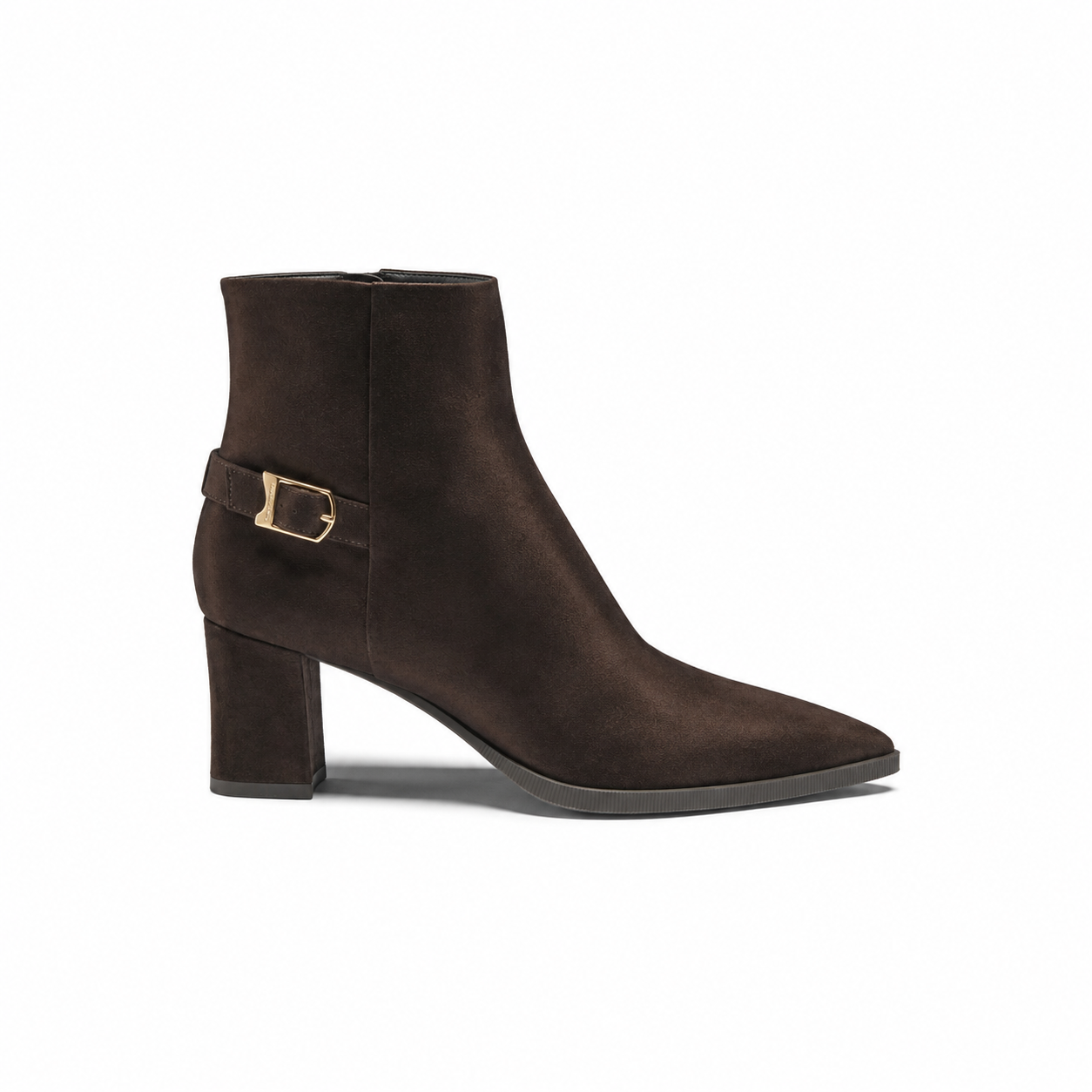 Dark Brown suede mid-heel Ankle Boot