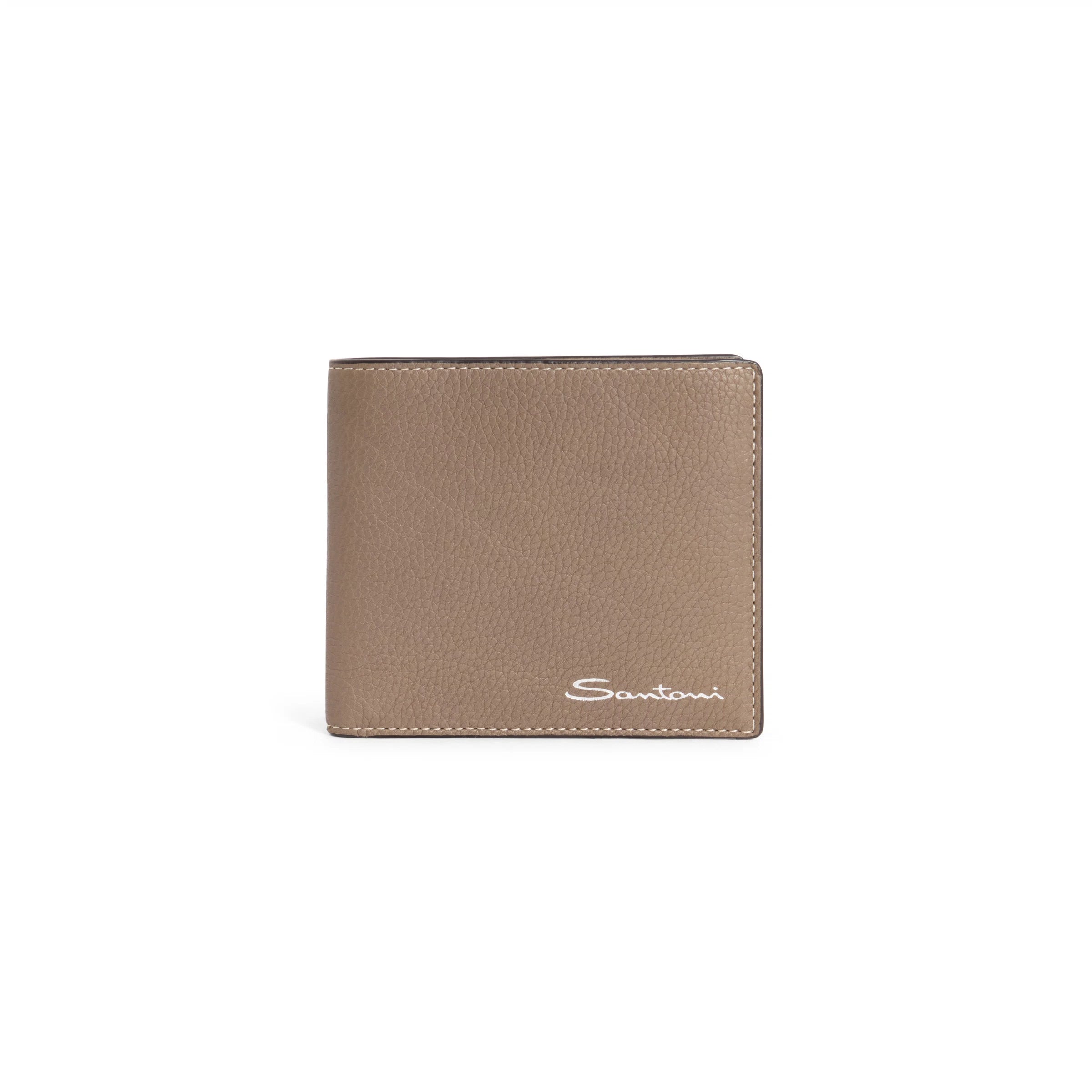 Beige tumbled leather wallet