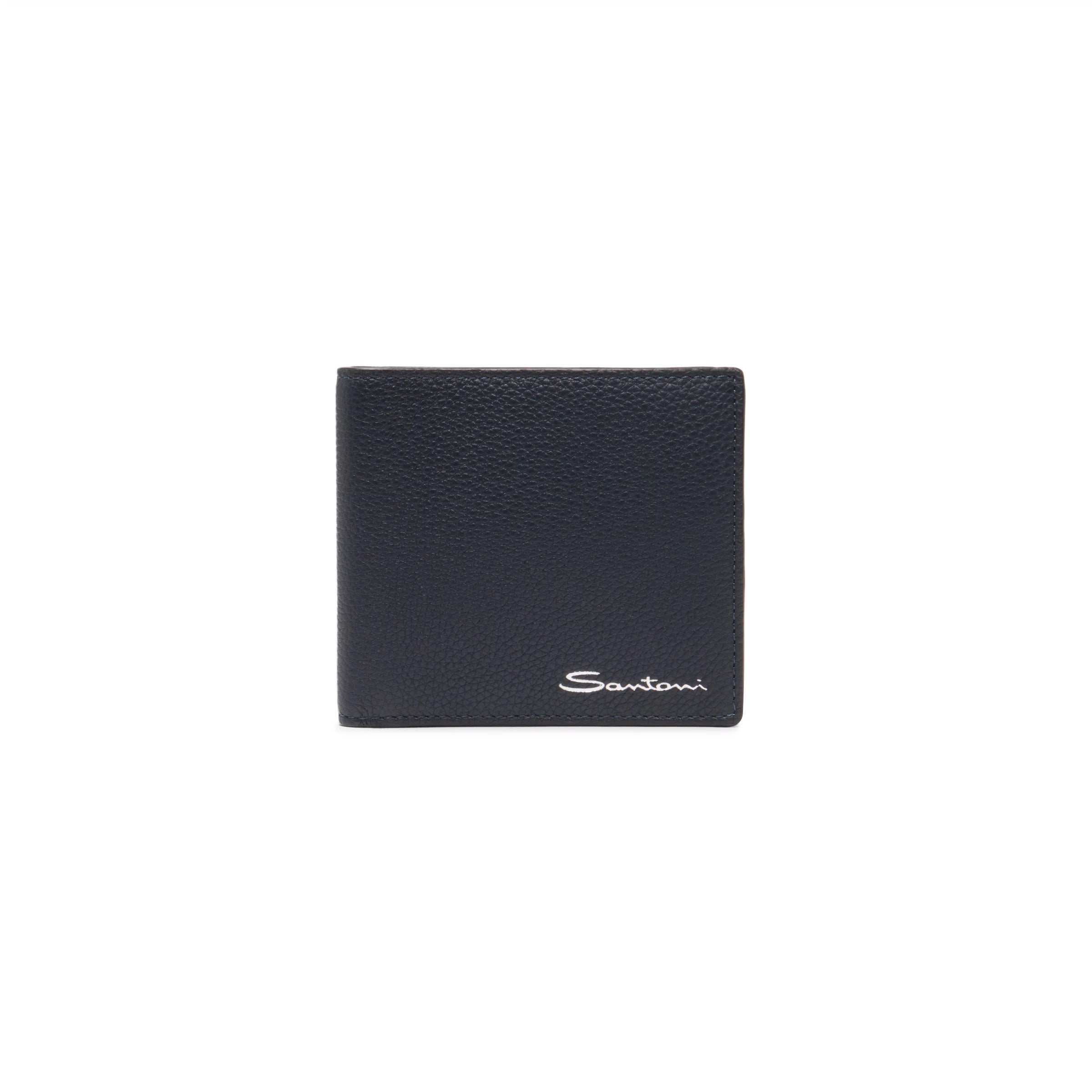 Blue tumbled leather wallet