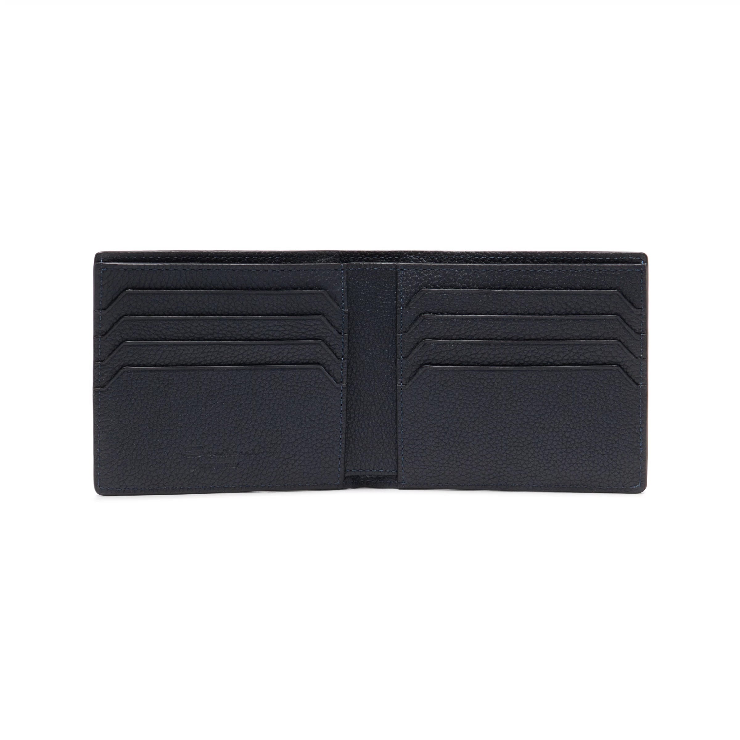 Blue tumbled leather wallet
