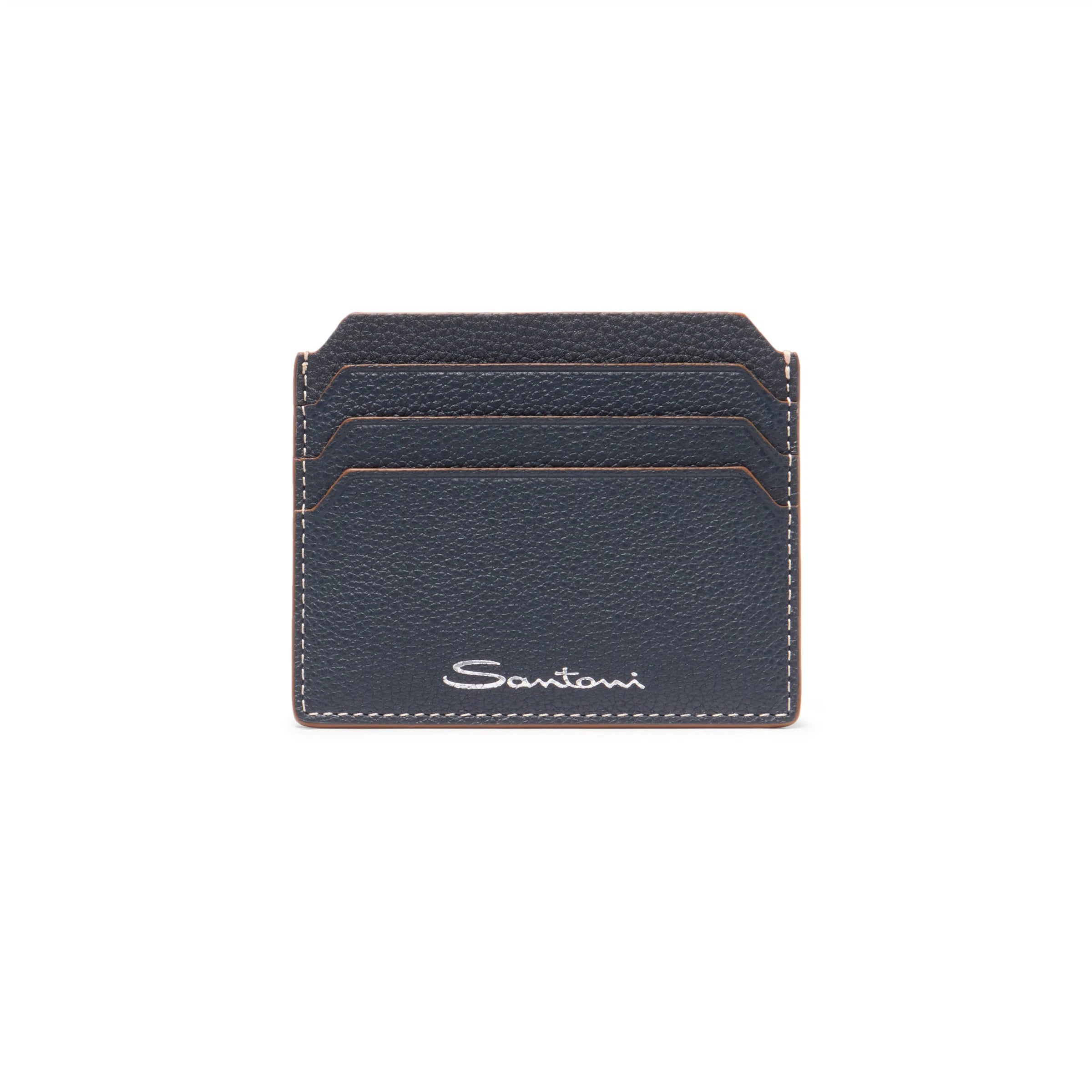 Blue tumbled leather credit card holder