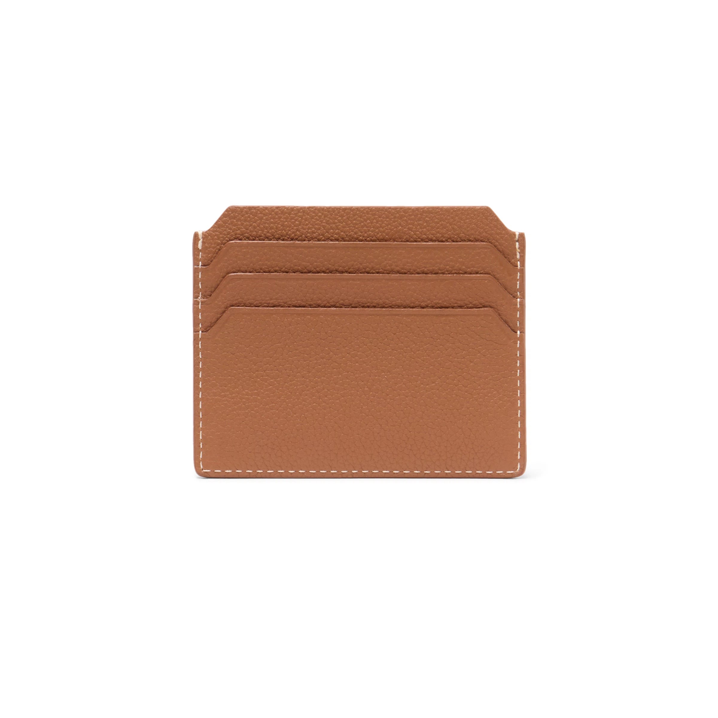 Beige tumbled leather credit card holder