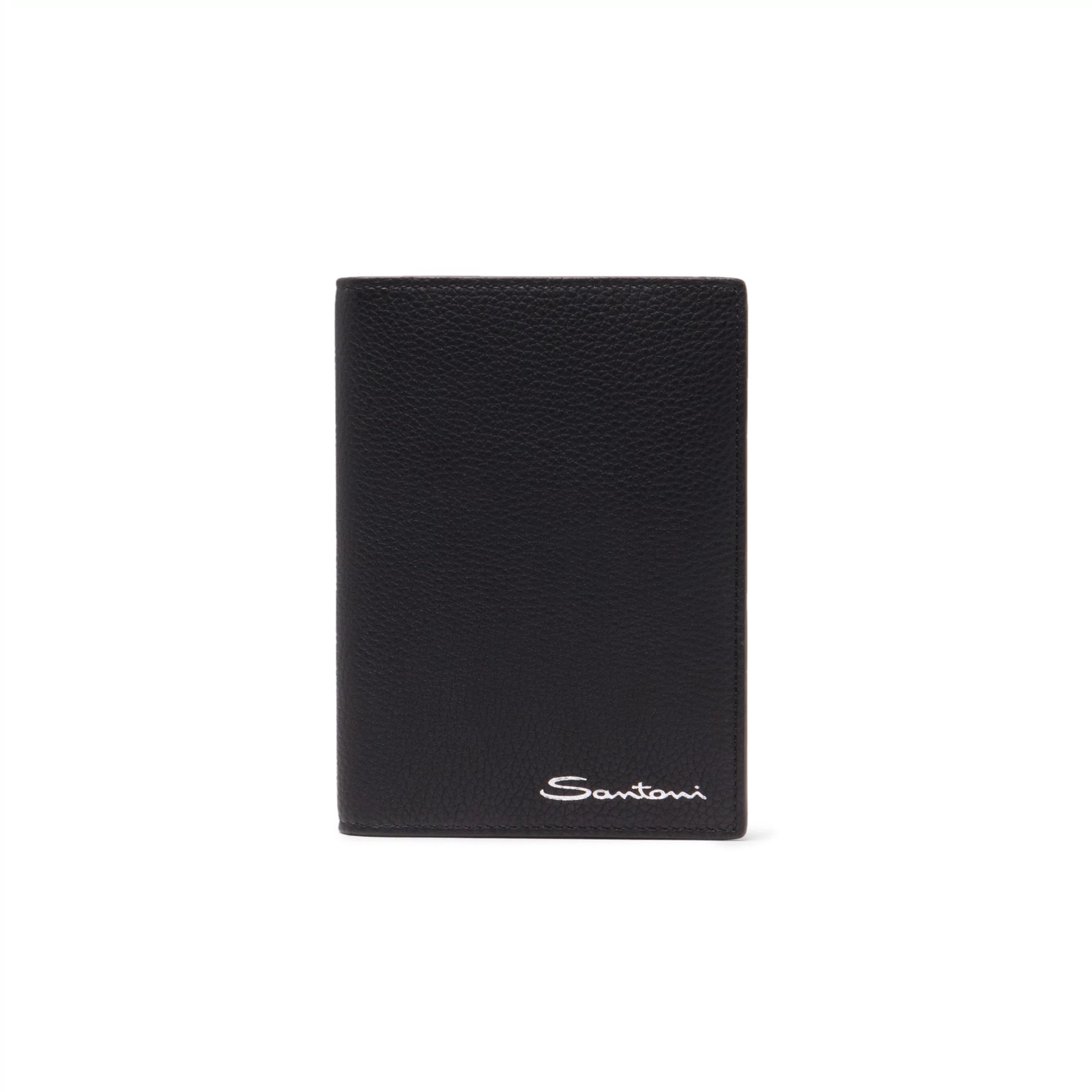 Black tumbled leather passport case