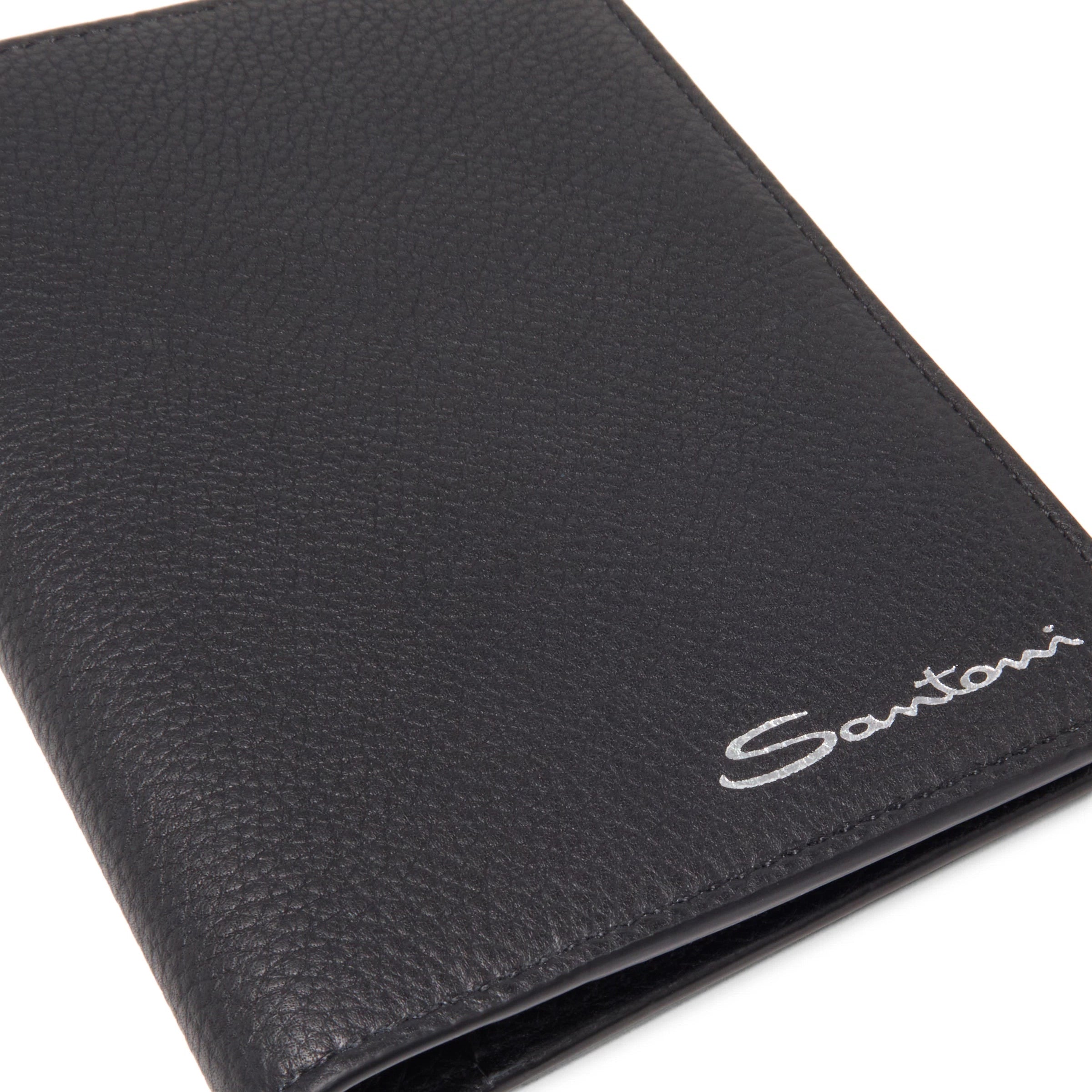 Black tumbled leather passport case