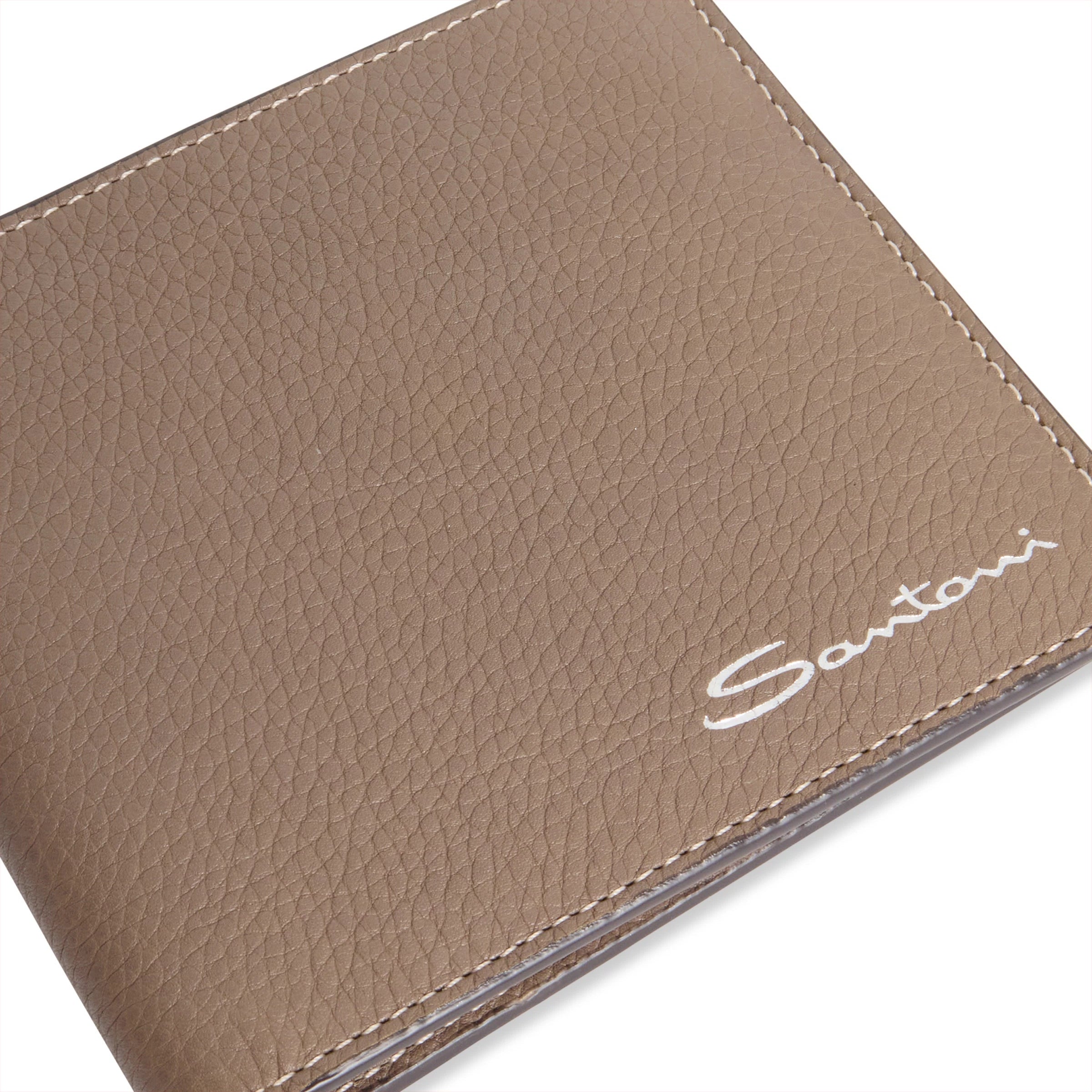 Beige tumbled leather wallet