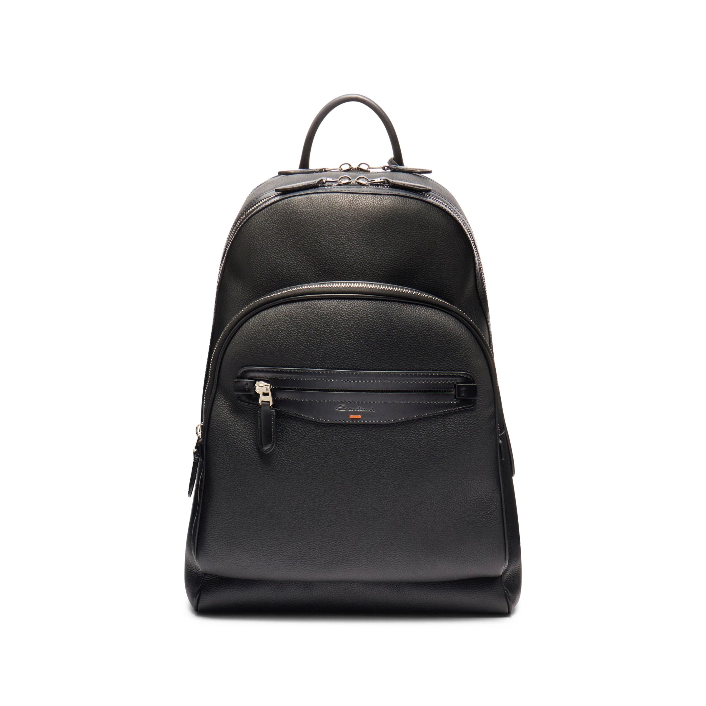 Black tumbled leather backpack