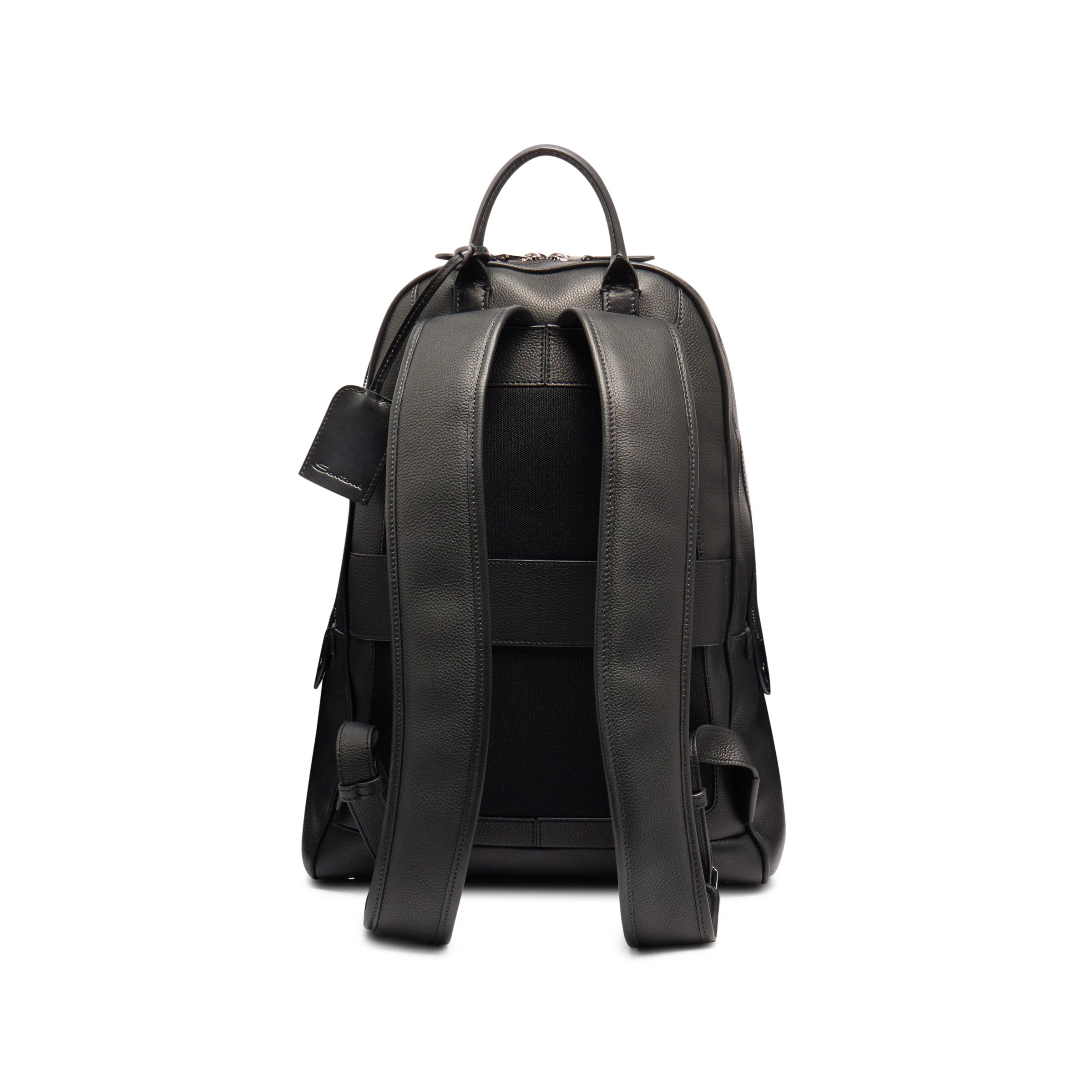 Black tumbled leather backpack