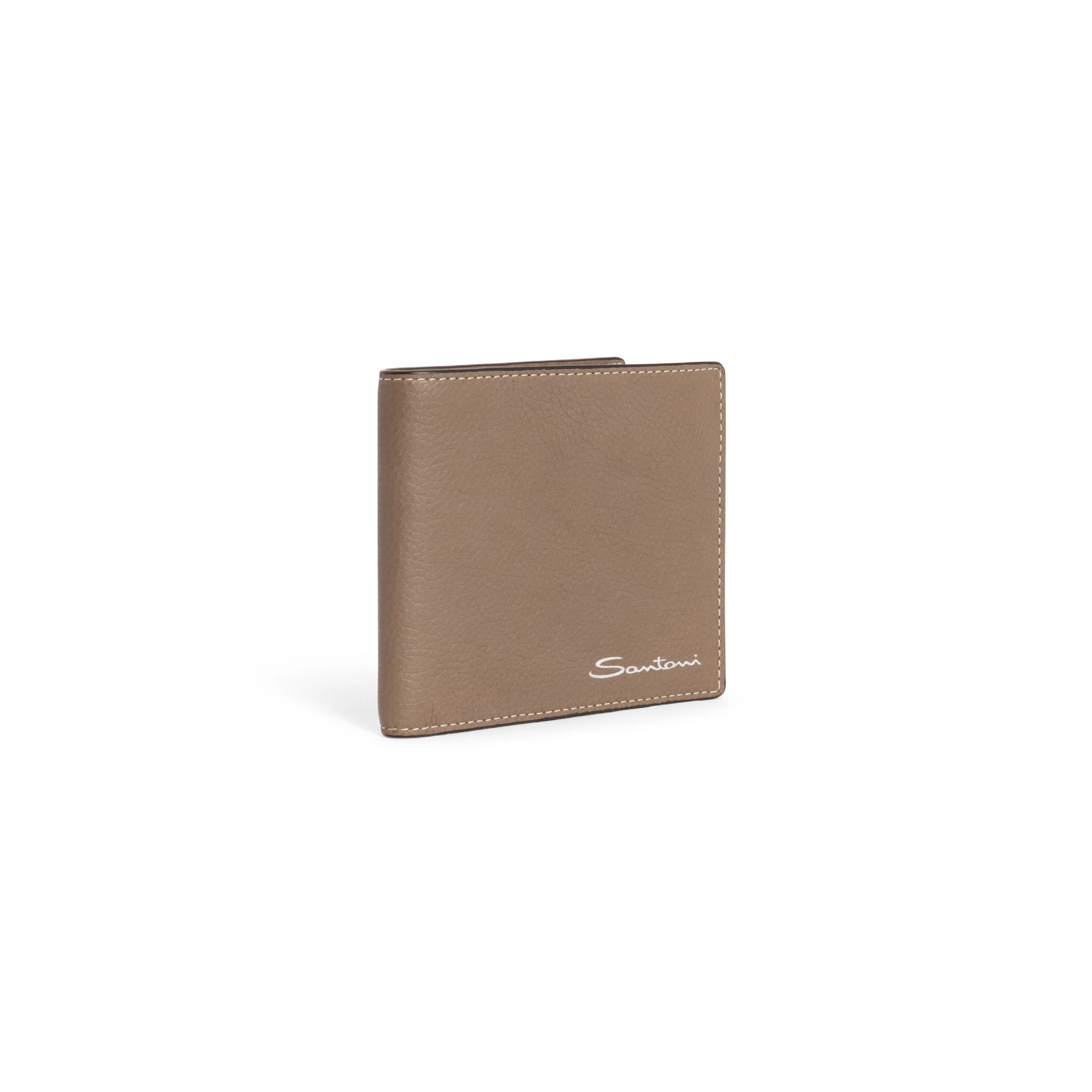 Beige tumbled leather wallet
