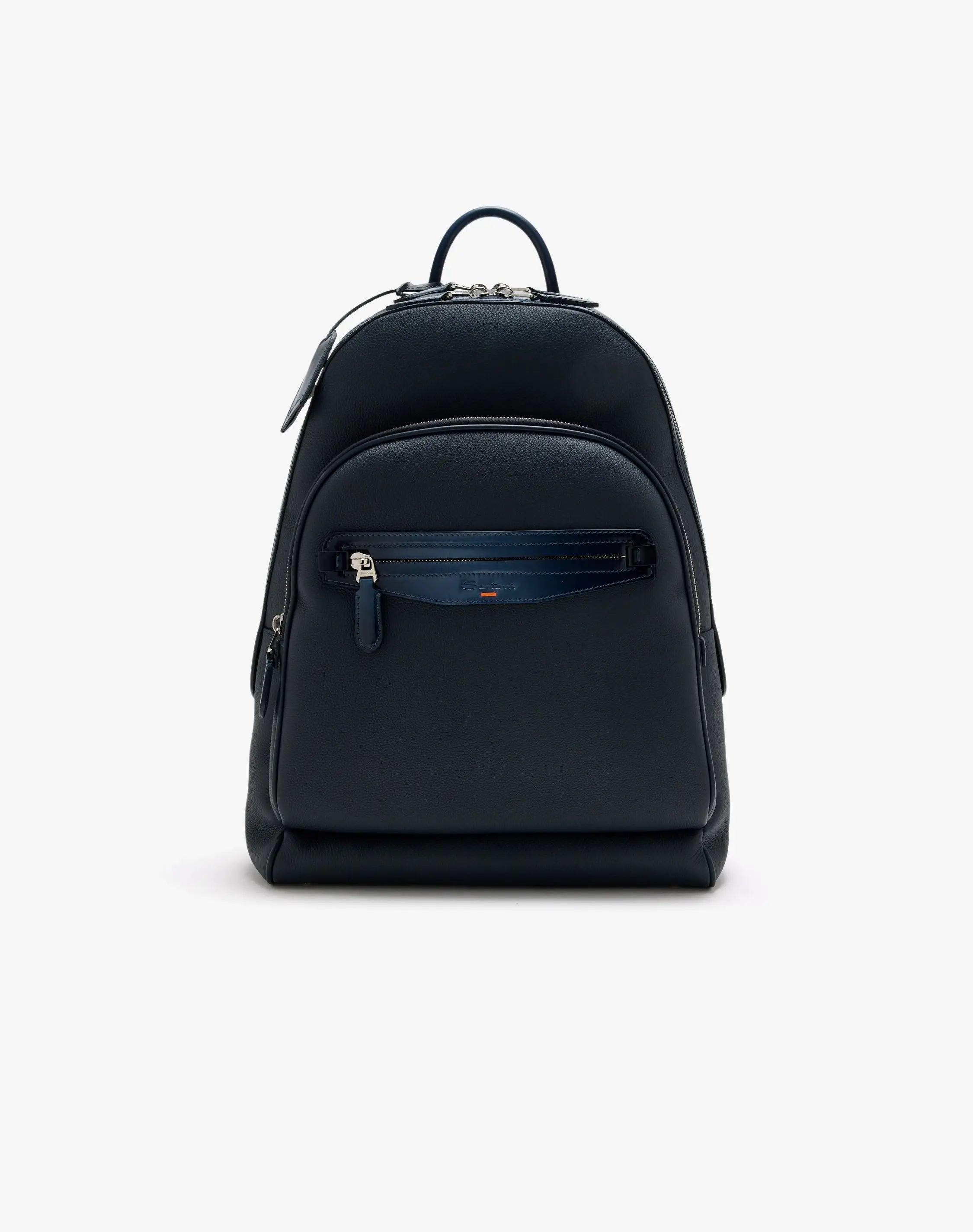 Blue tumbled leather backpack