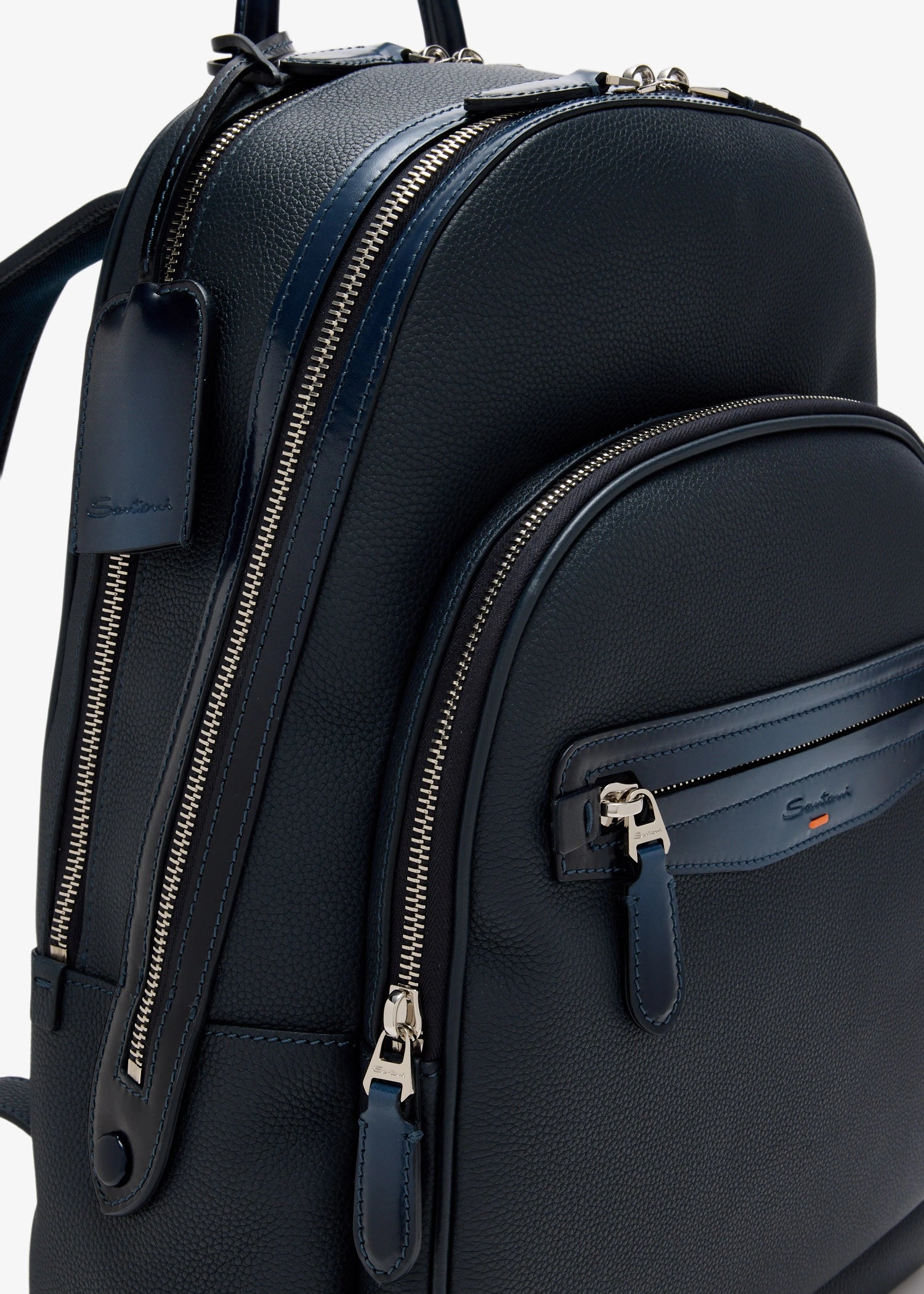 Blue tumbled leather backpack