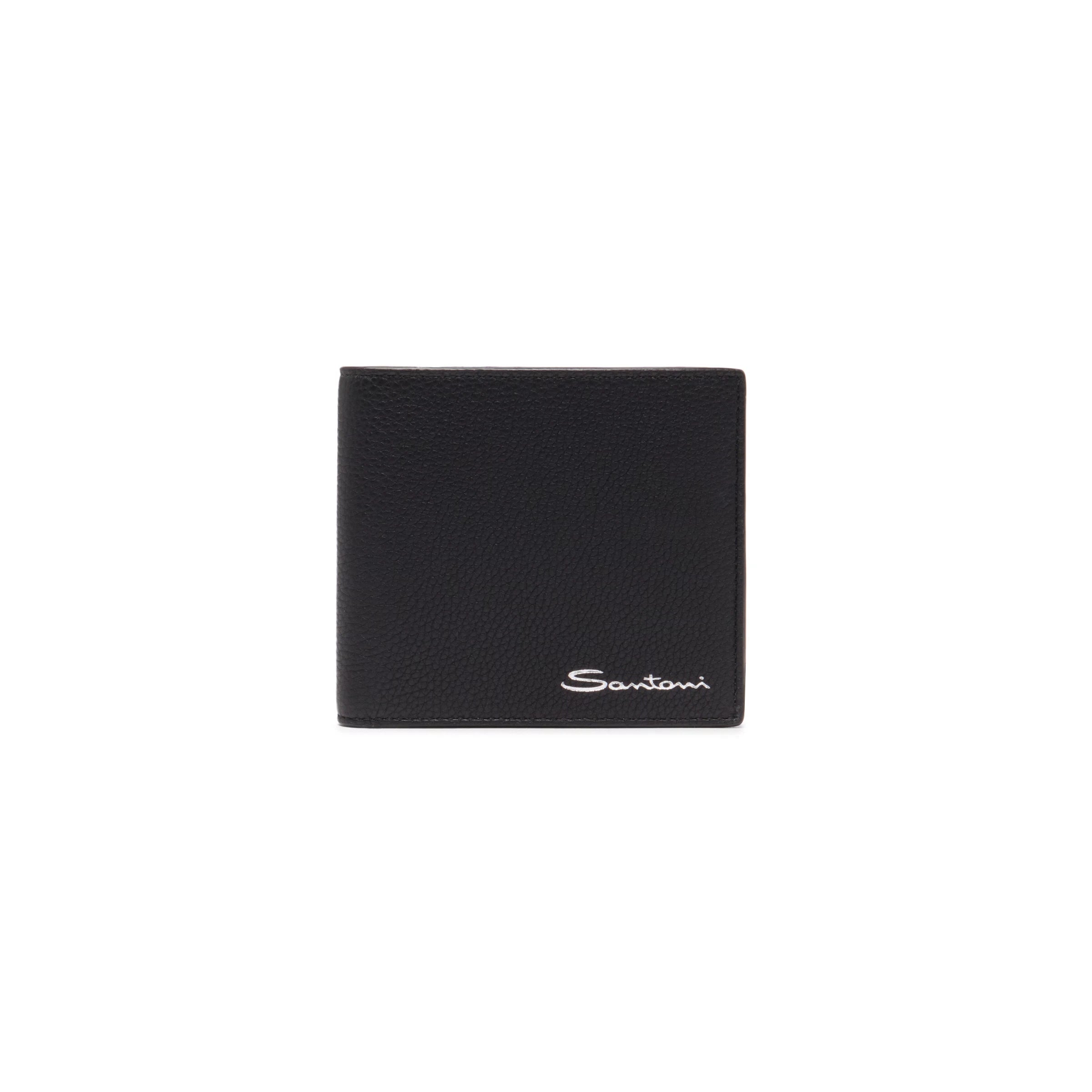 Black tumbled leather wallet