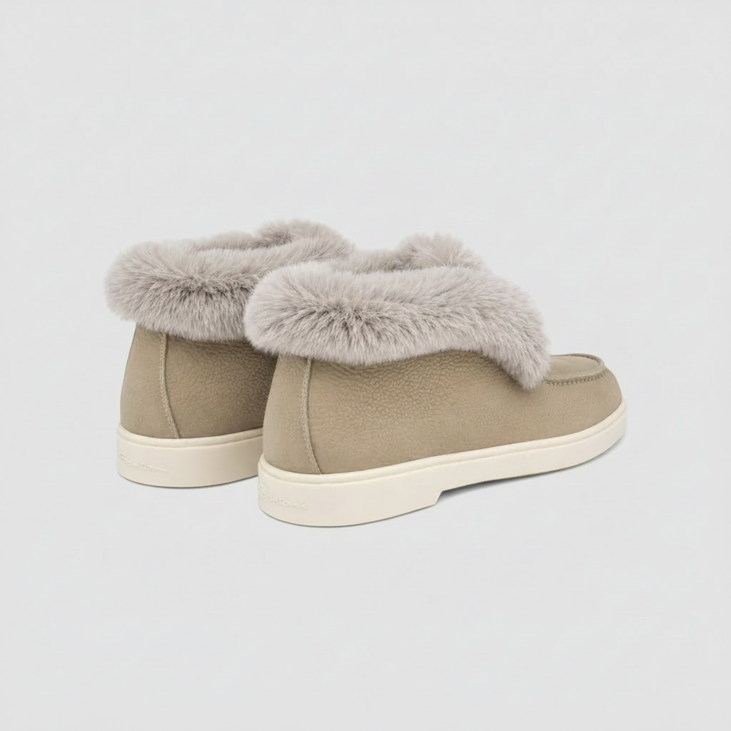 Dark beige Suede Desert Boot with Fur