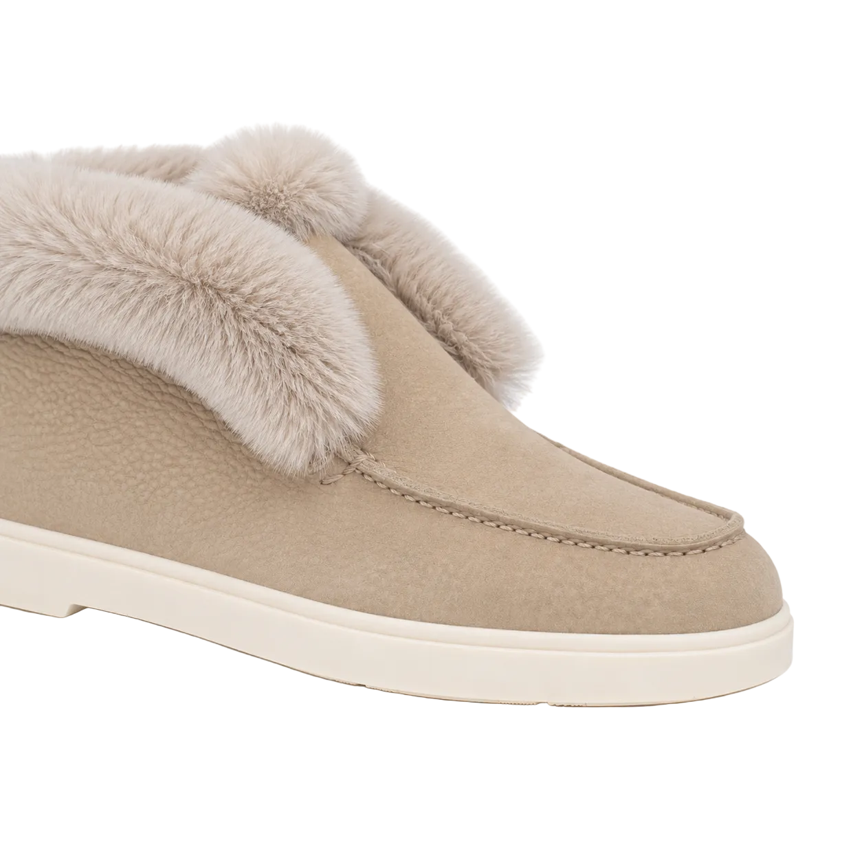 Dark beige Suede Desert Boot with Fur