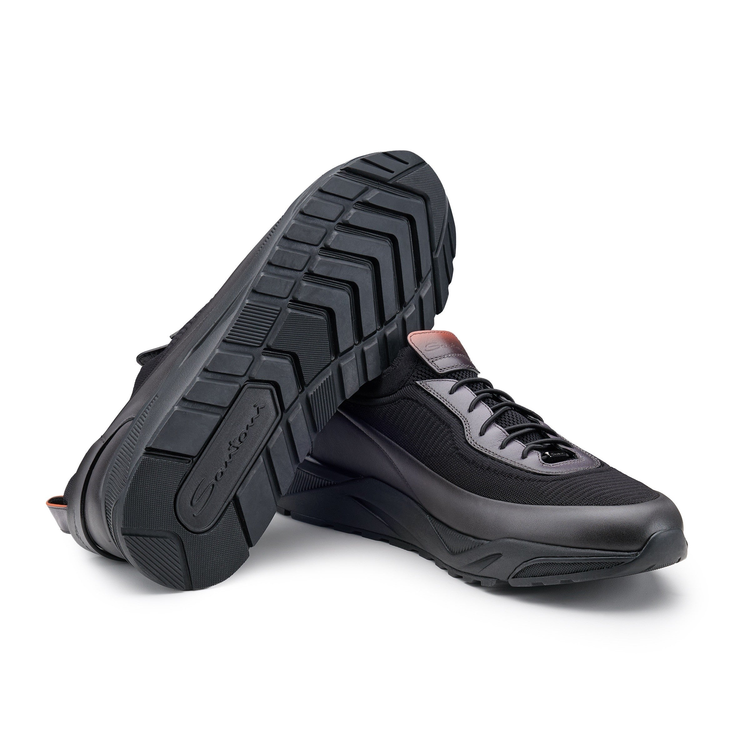Black Leather Slip-on Sneakers