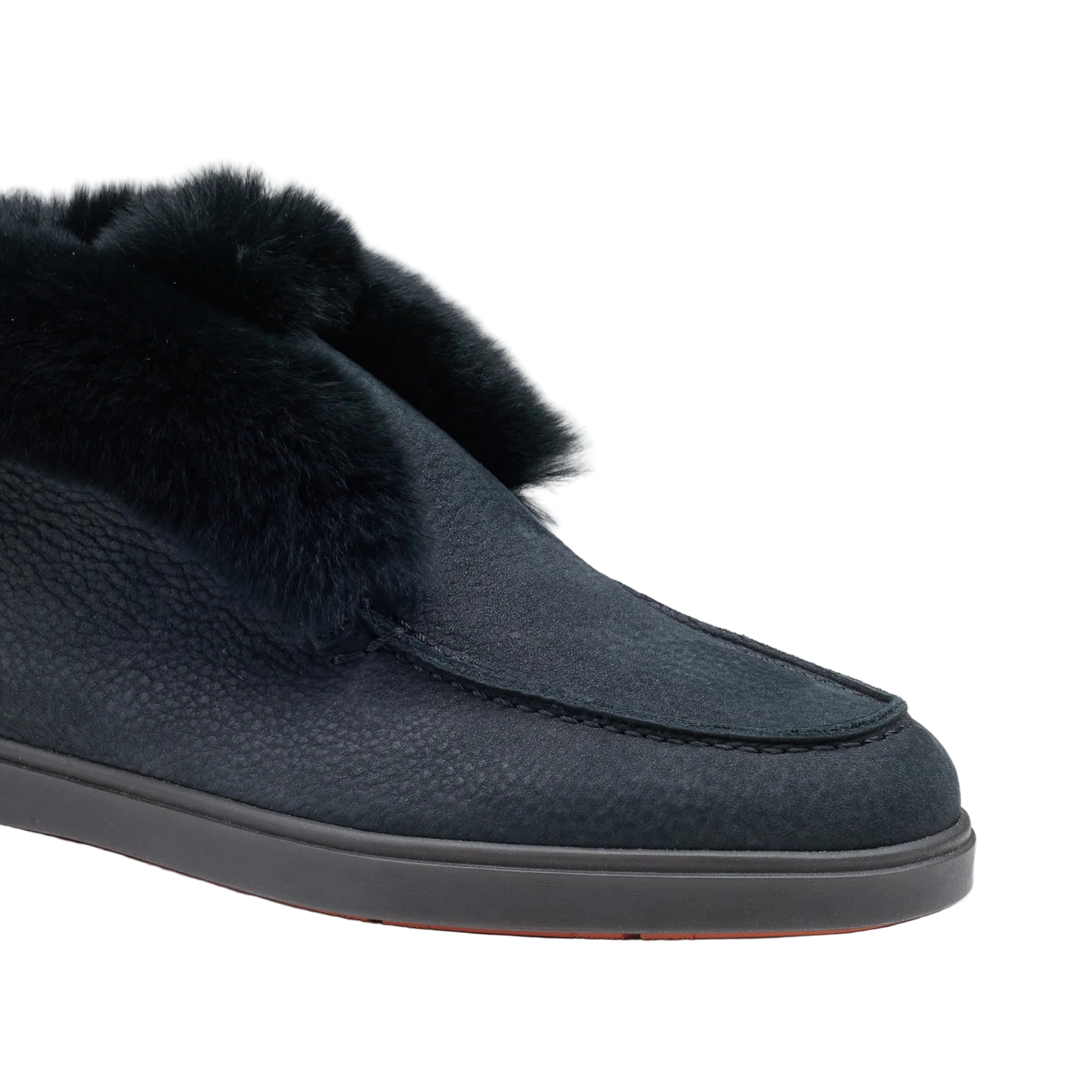 black Suede Desert Boot with Fur