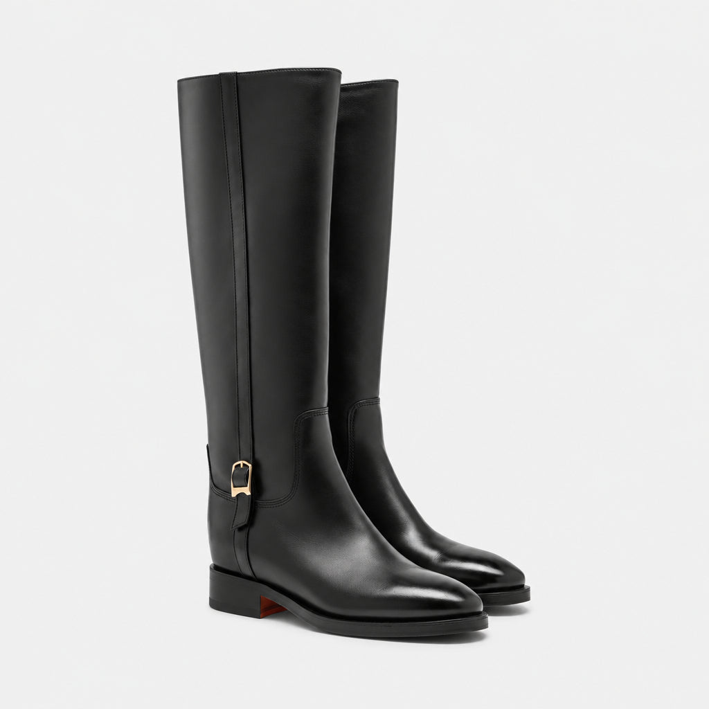 Black Leather high Boots