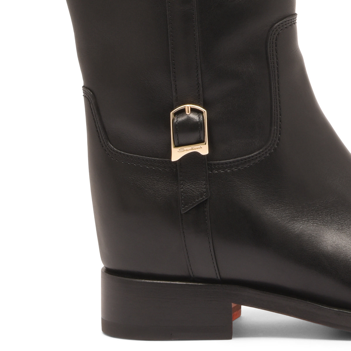 Schwarze hohe Lederstiefel