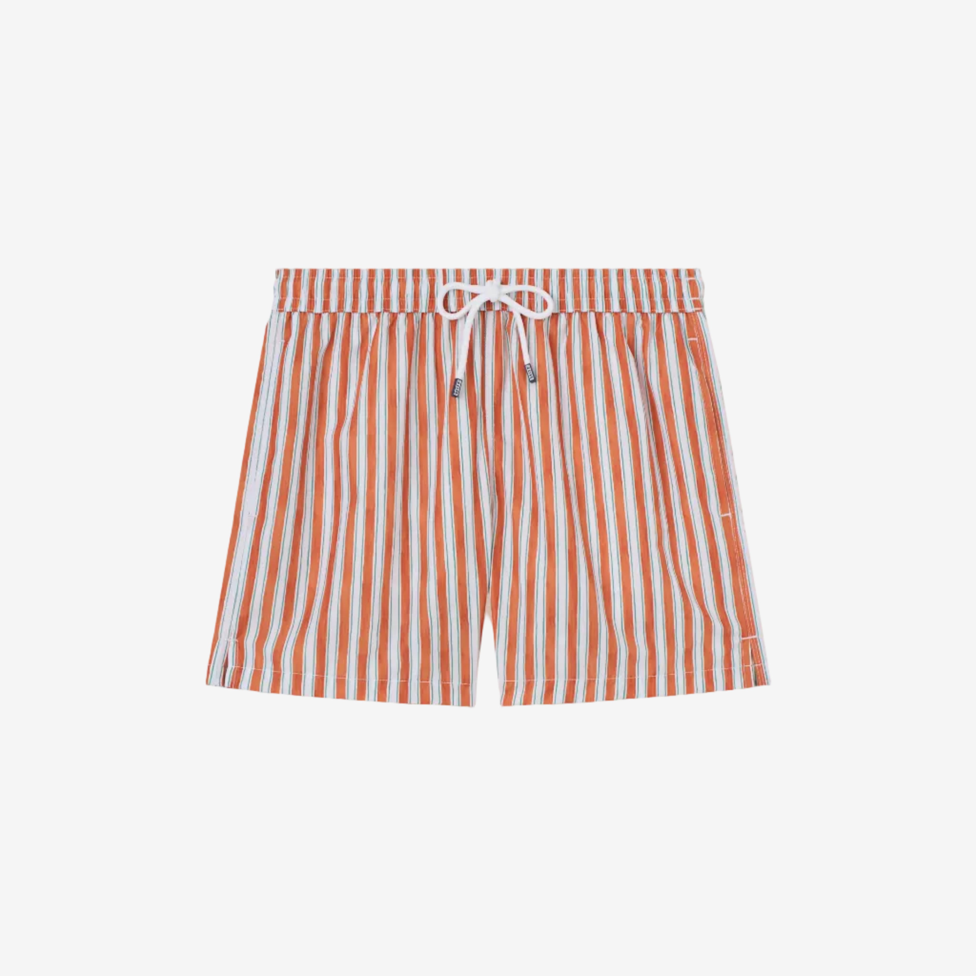 Madeira Sustainable Swim Trunk Orange Riviera Stripe Pattern