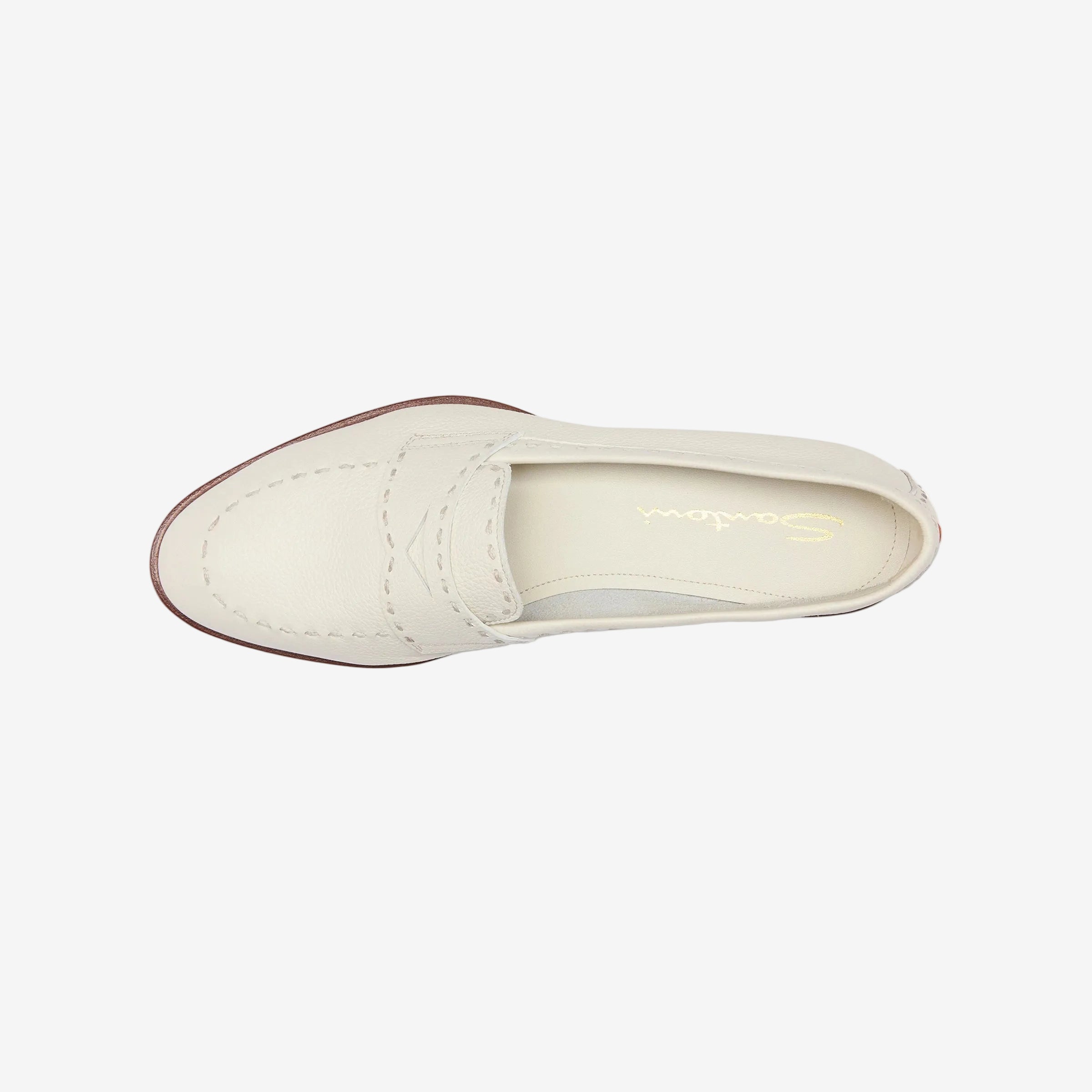 Weißer Penny Loafer getrommeltem Leder