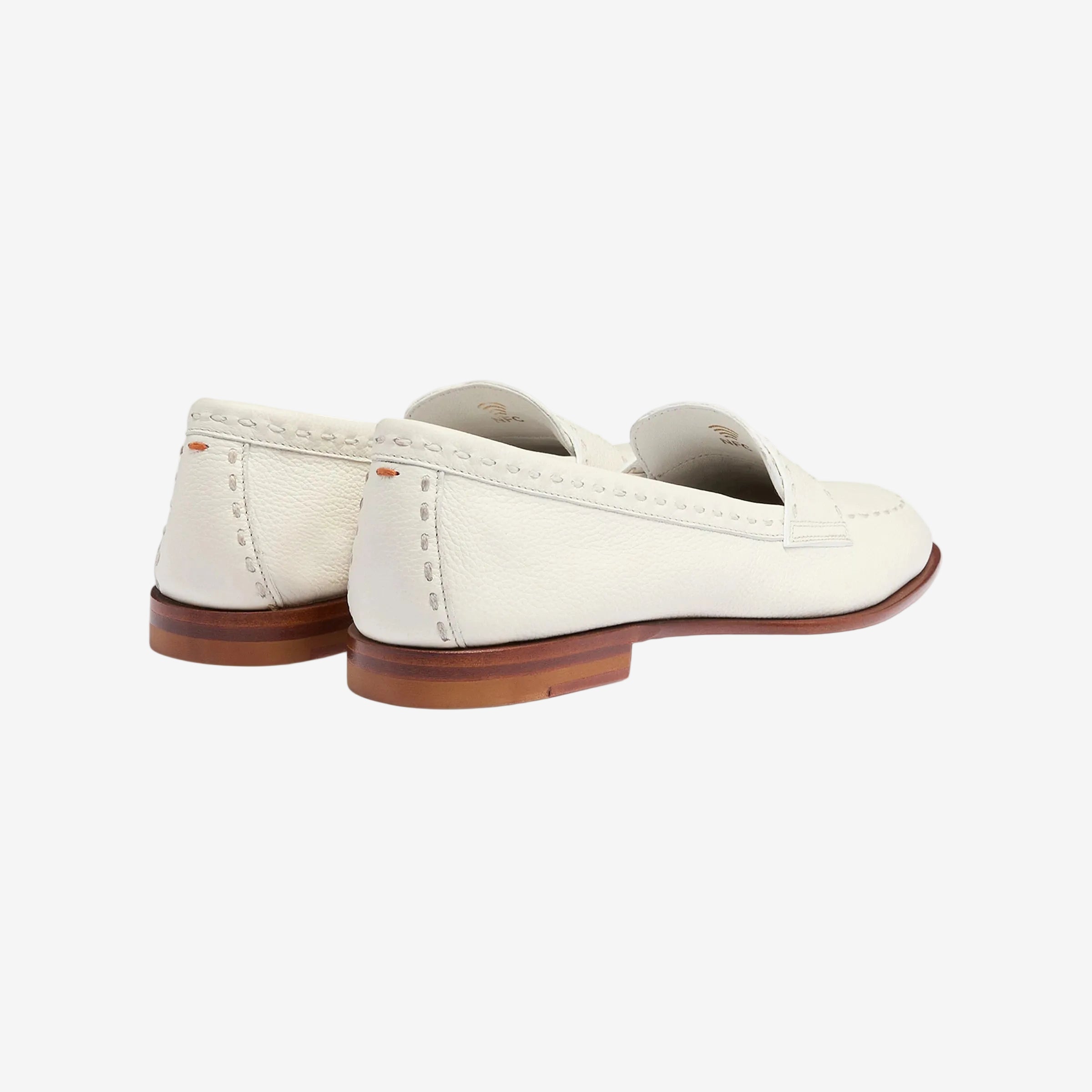Weißer Penny Loafer getrommeltem Leder