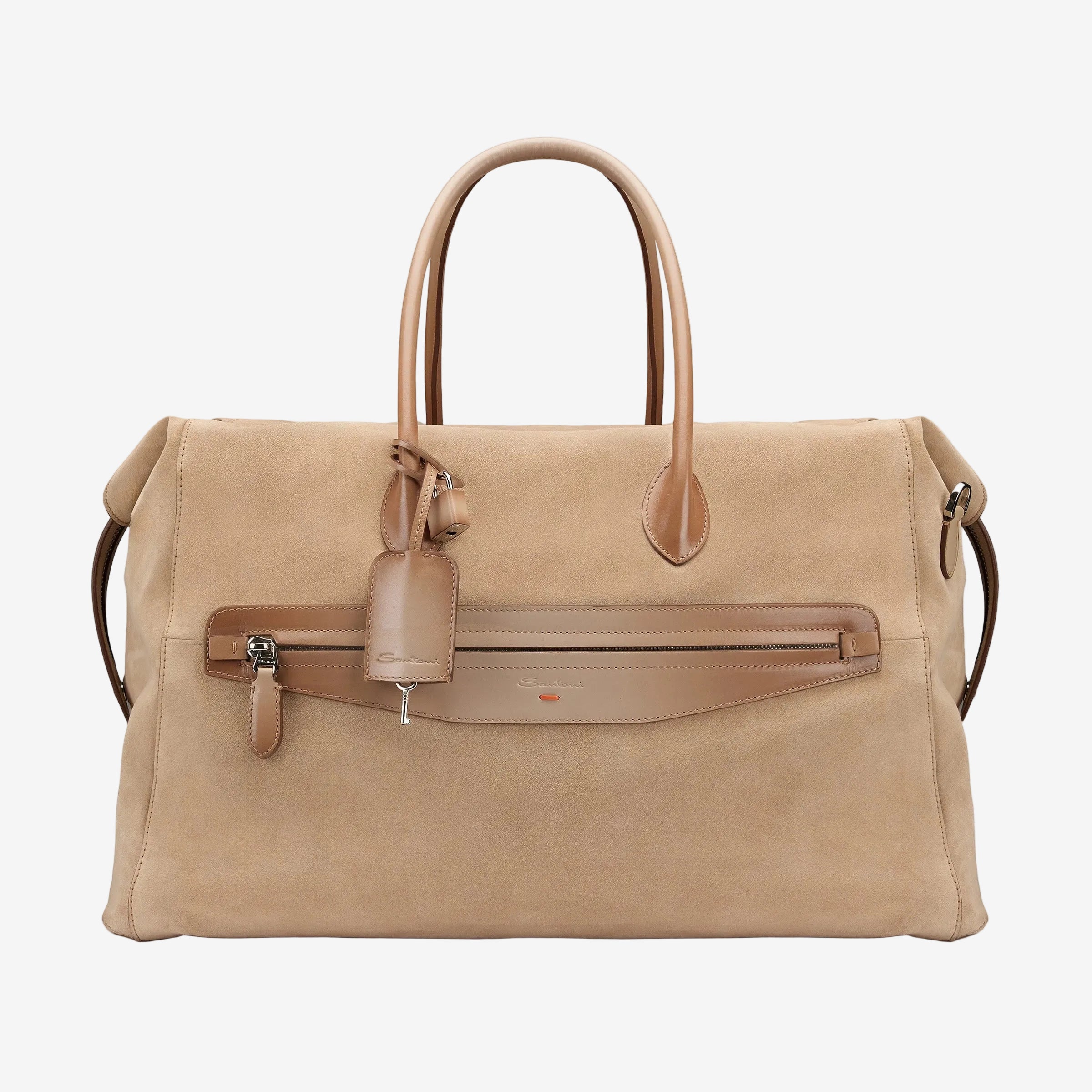 Bolso Week-end de ante y cuero beige