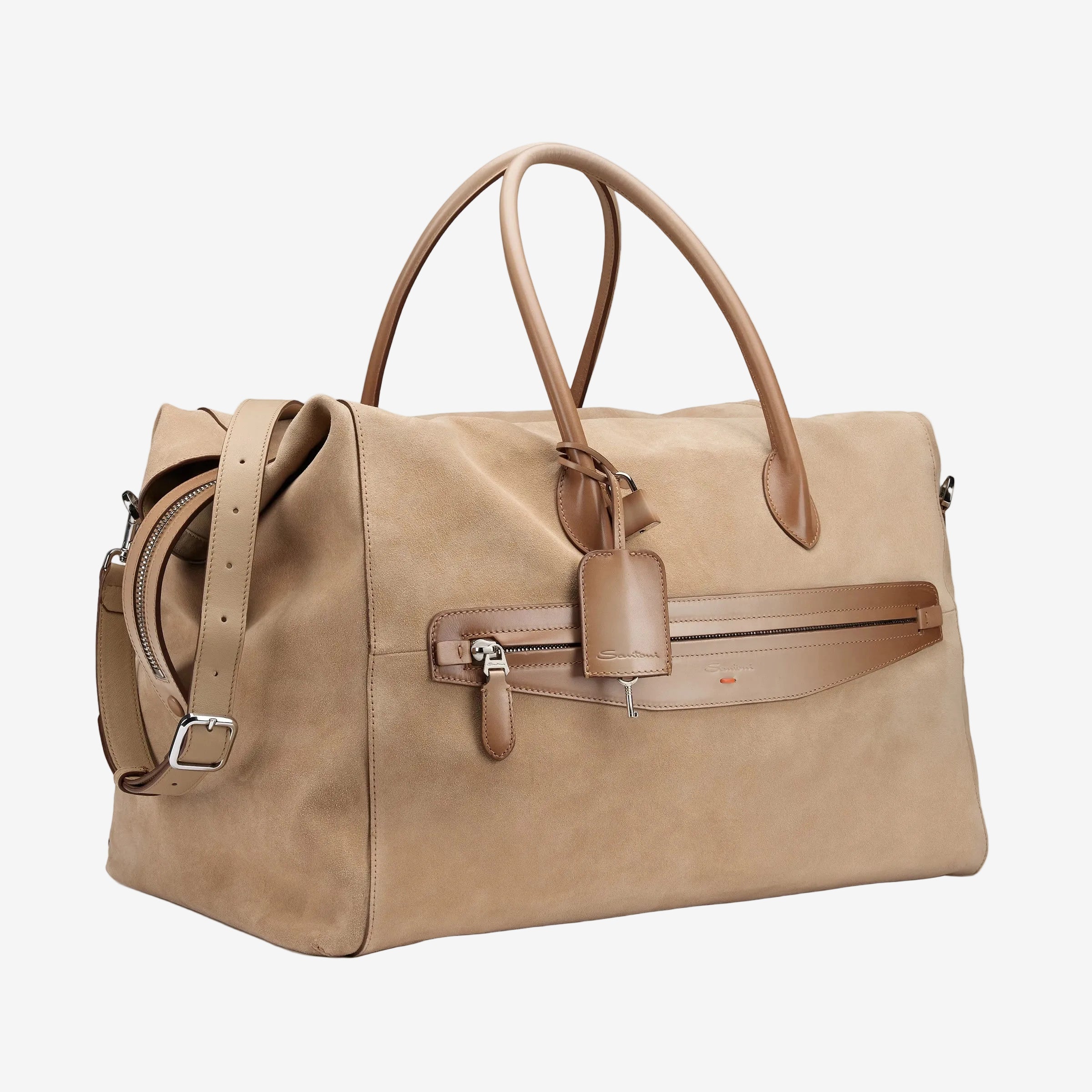Bolso Week-end de ante y cuero beige