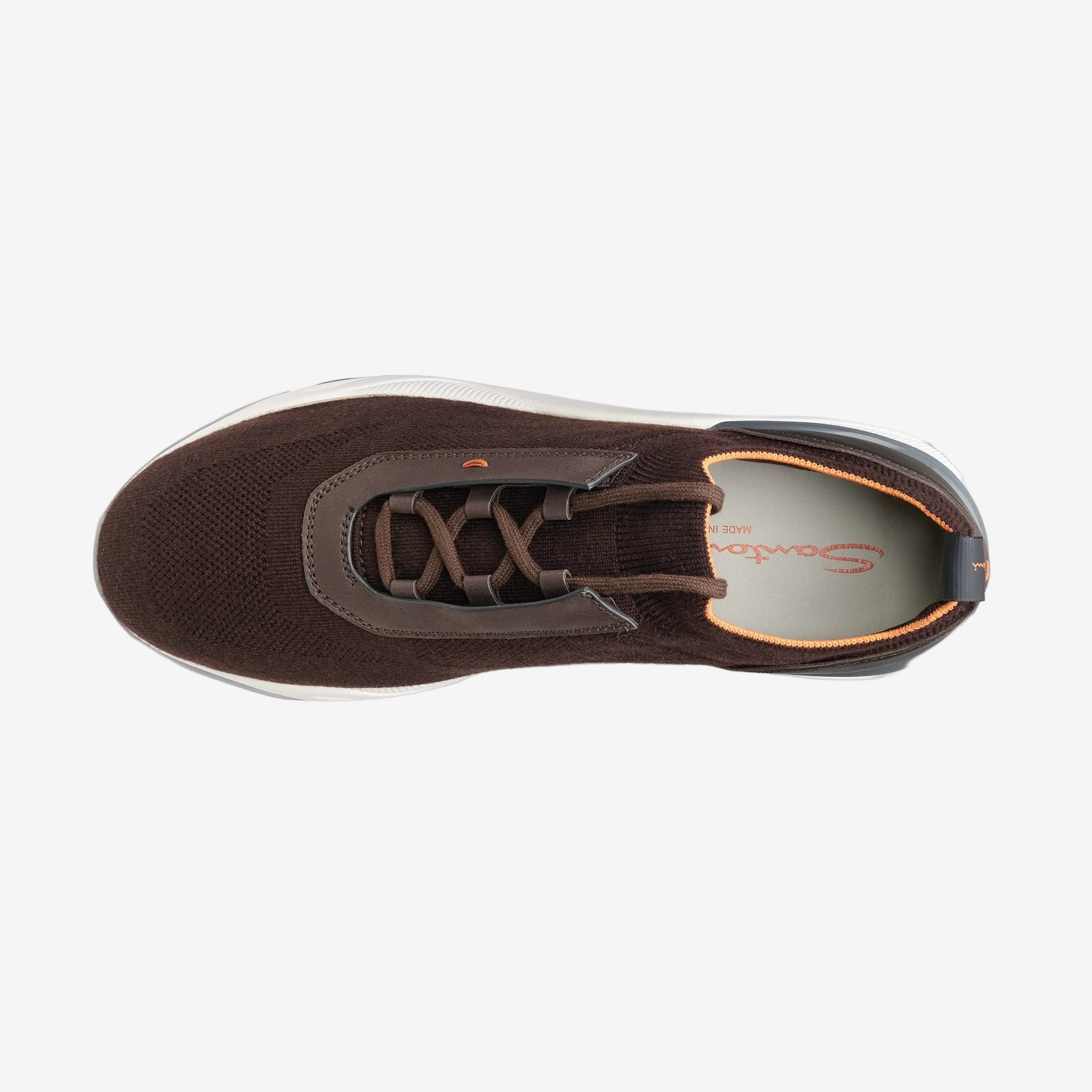 Dark Brown Fabric & Leather Sneakers