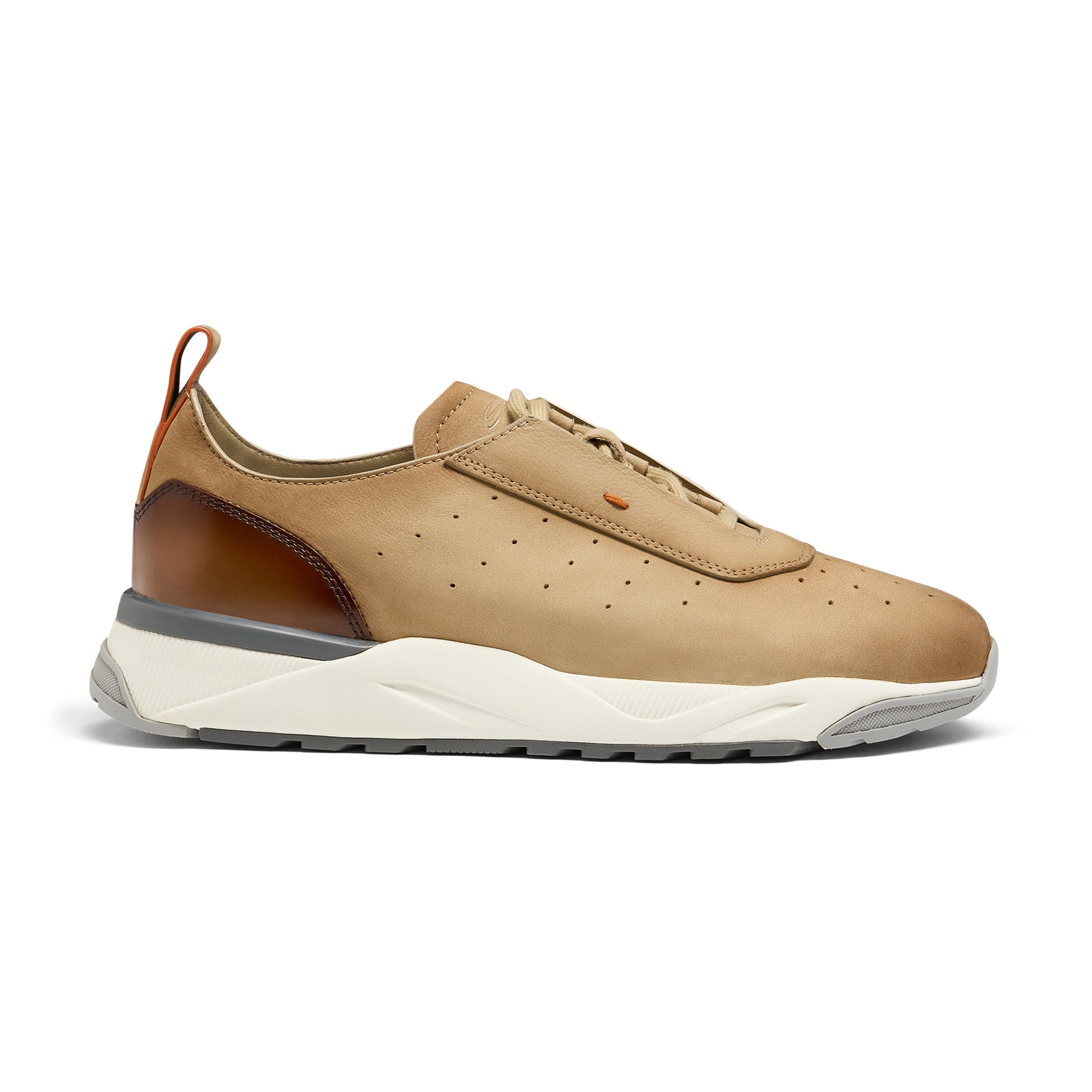 Beige Leder-Sneaker Gummisohle