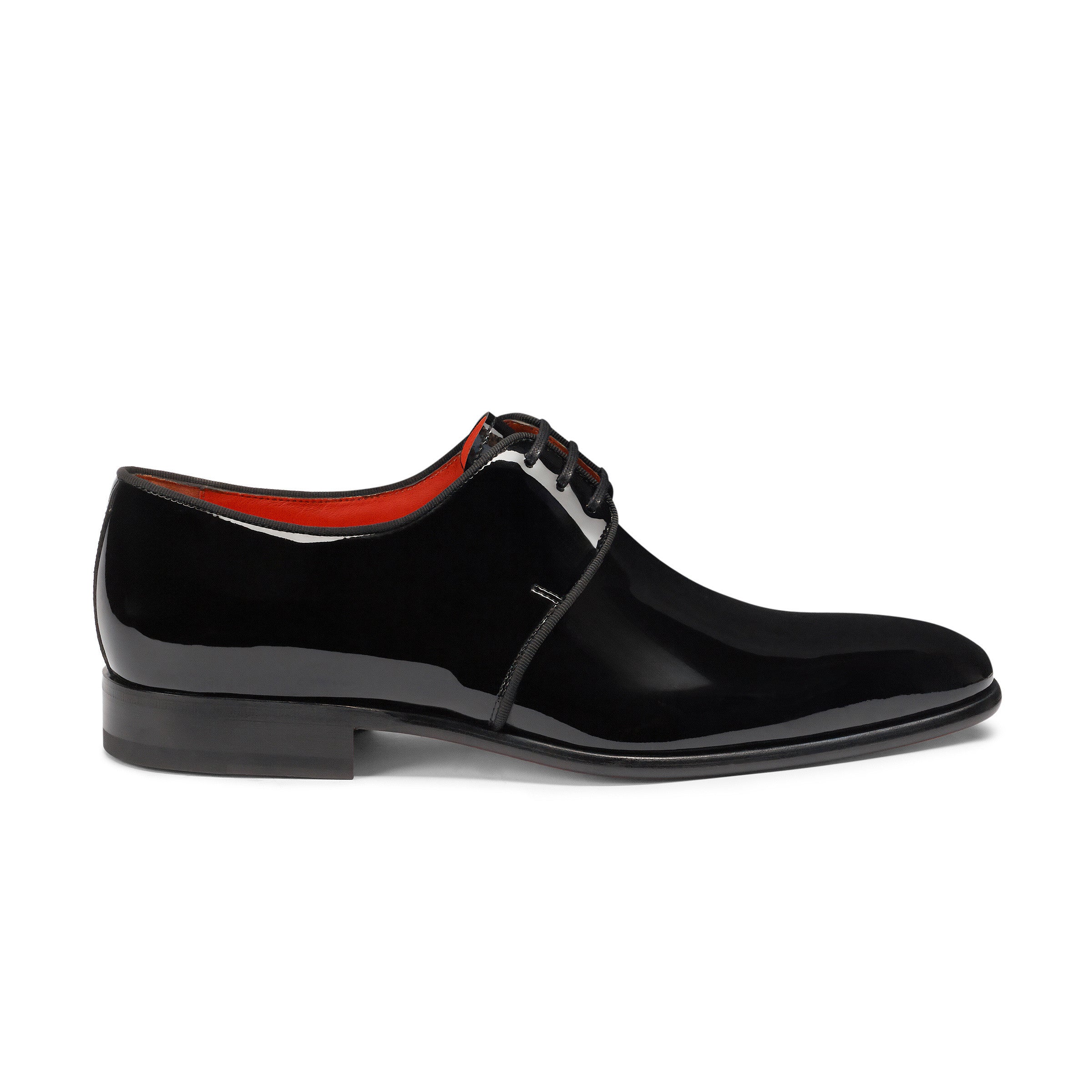 schwarze derby-schuhe lackleder