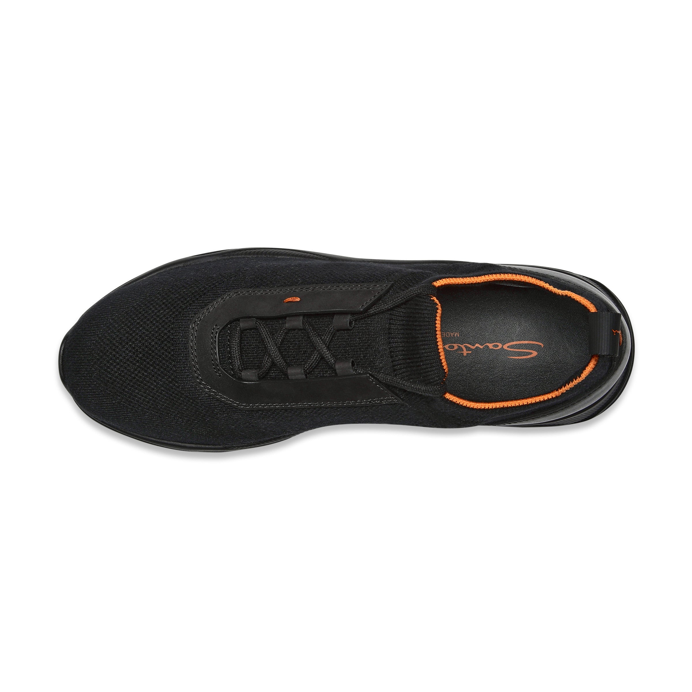 Black Stretch Knit and Leather Sneakers