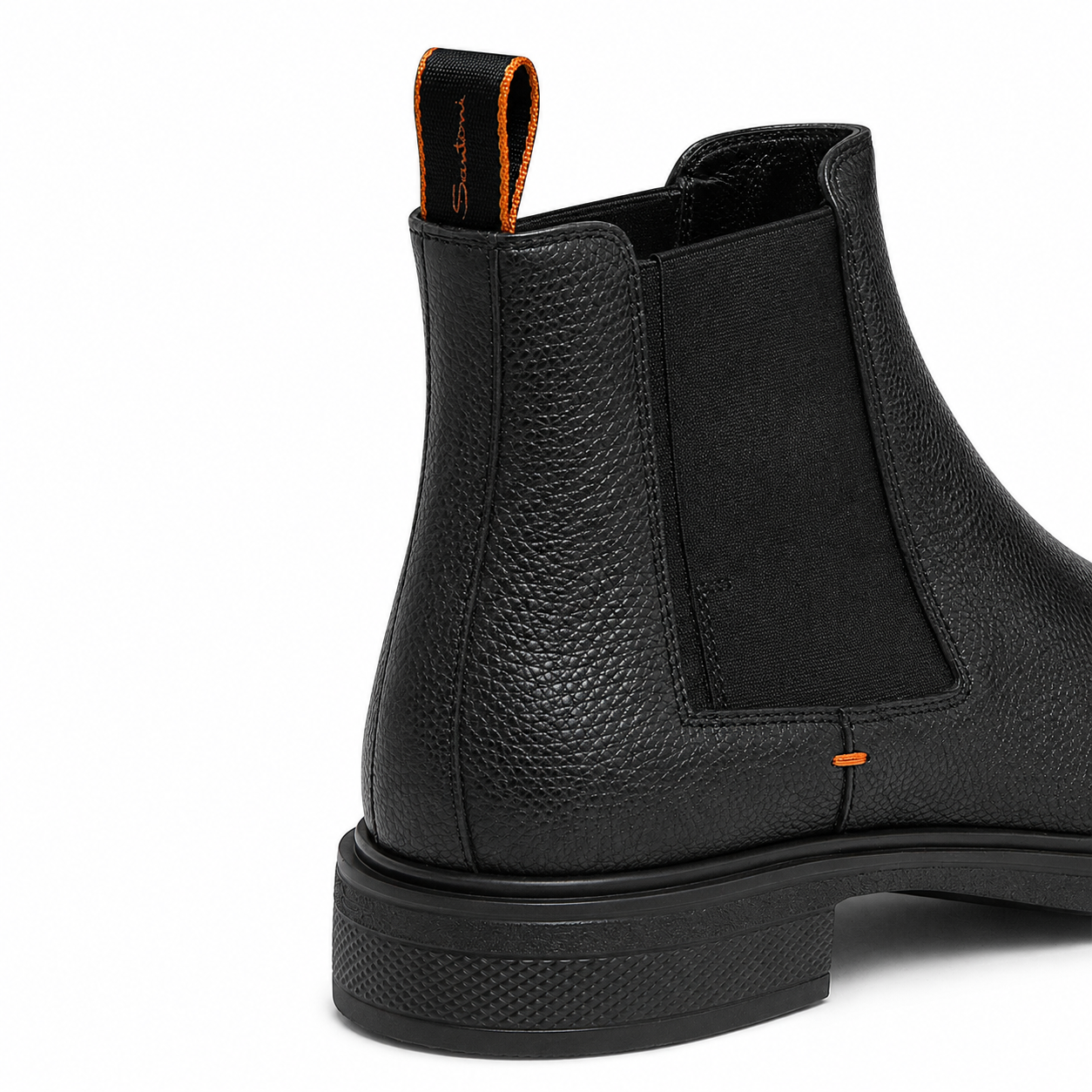 Black Grained Leather Easy Boots