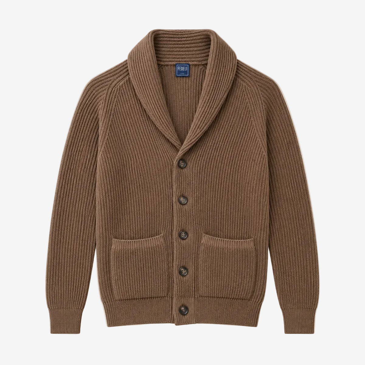Brown Terminillo Merinos Shawl Collar Cardigan