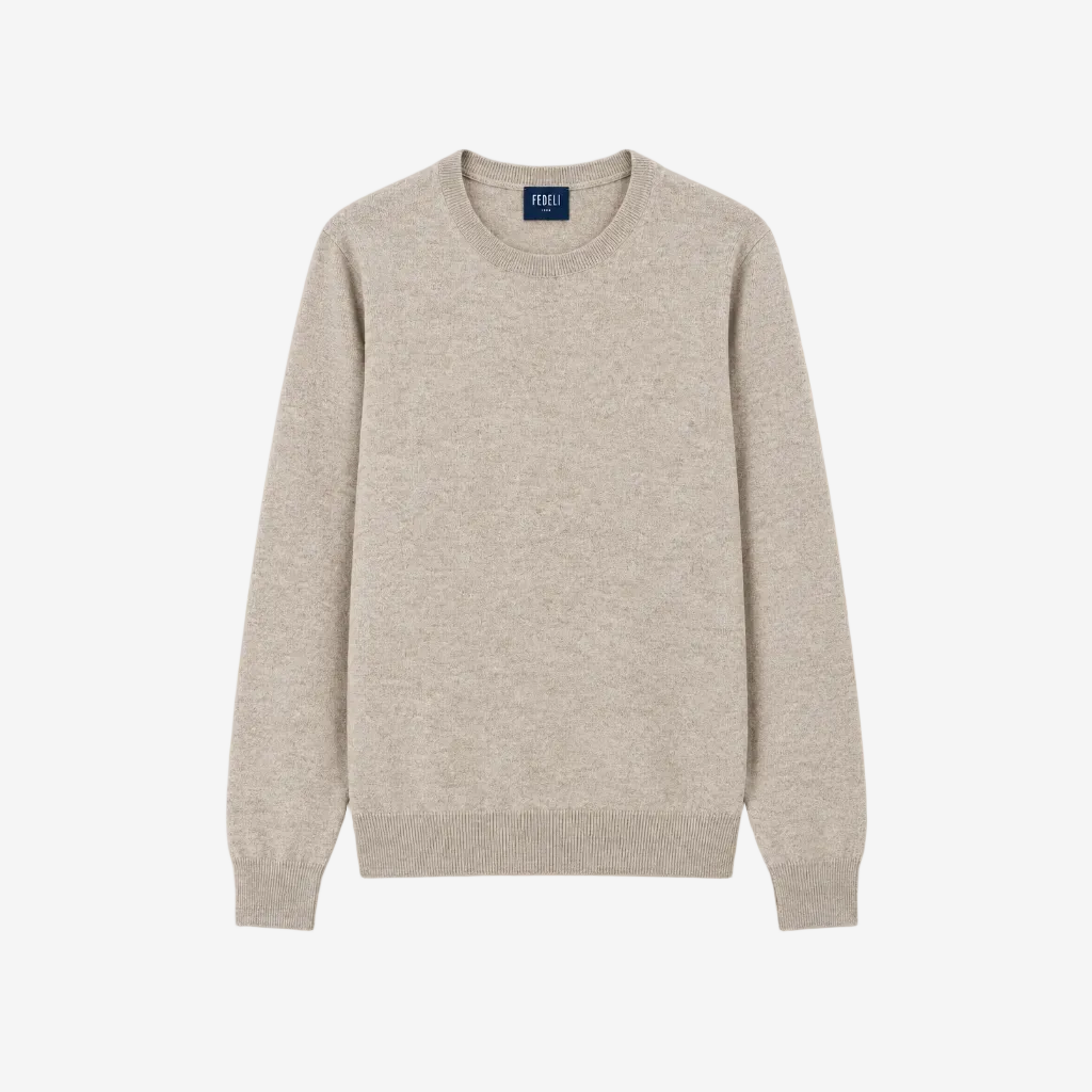 Corda Beige Crew Neck Cashmere Sweater