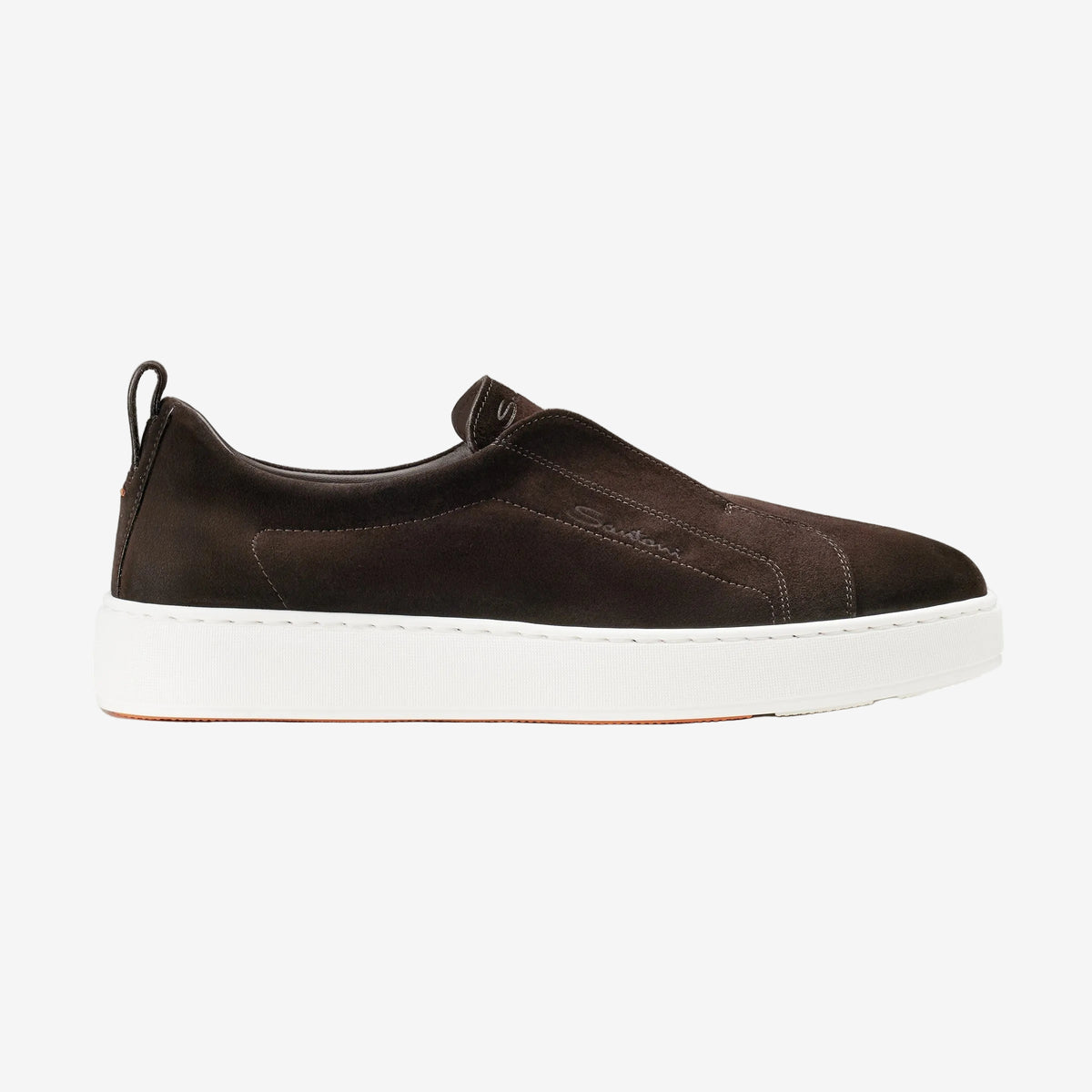 Dark brown suede slip-on sneaker