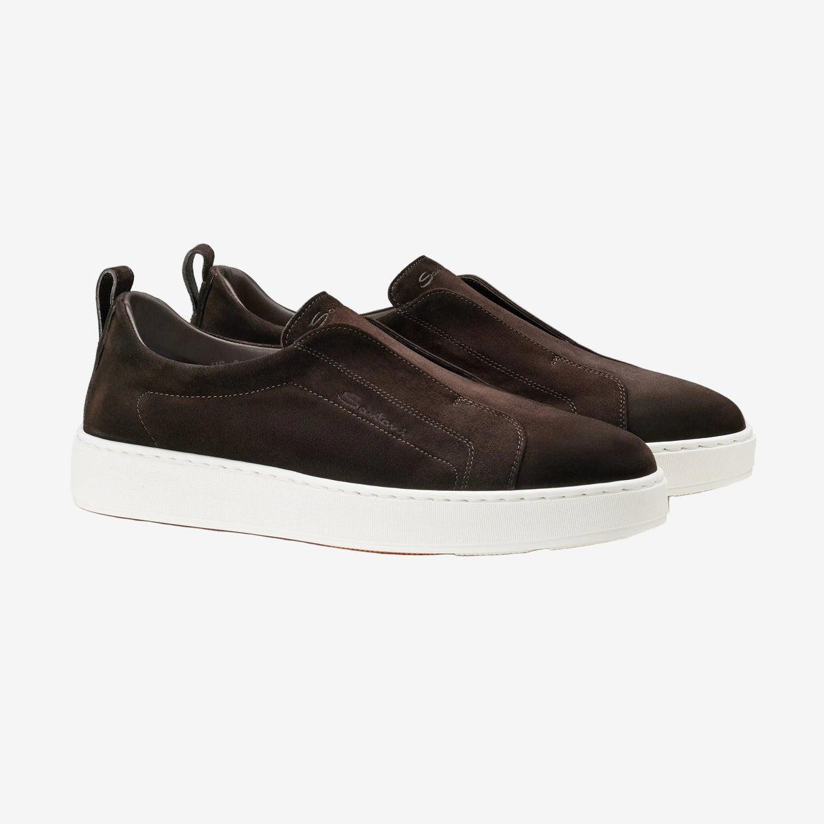 Dark brown suede slip-on sneaker