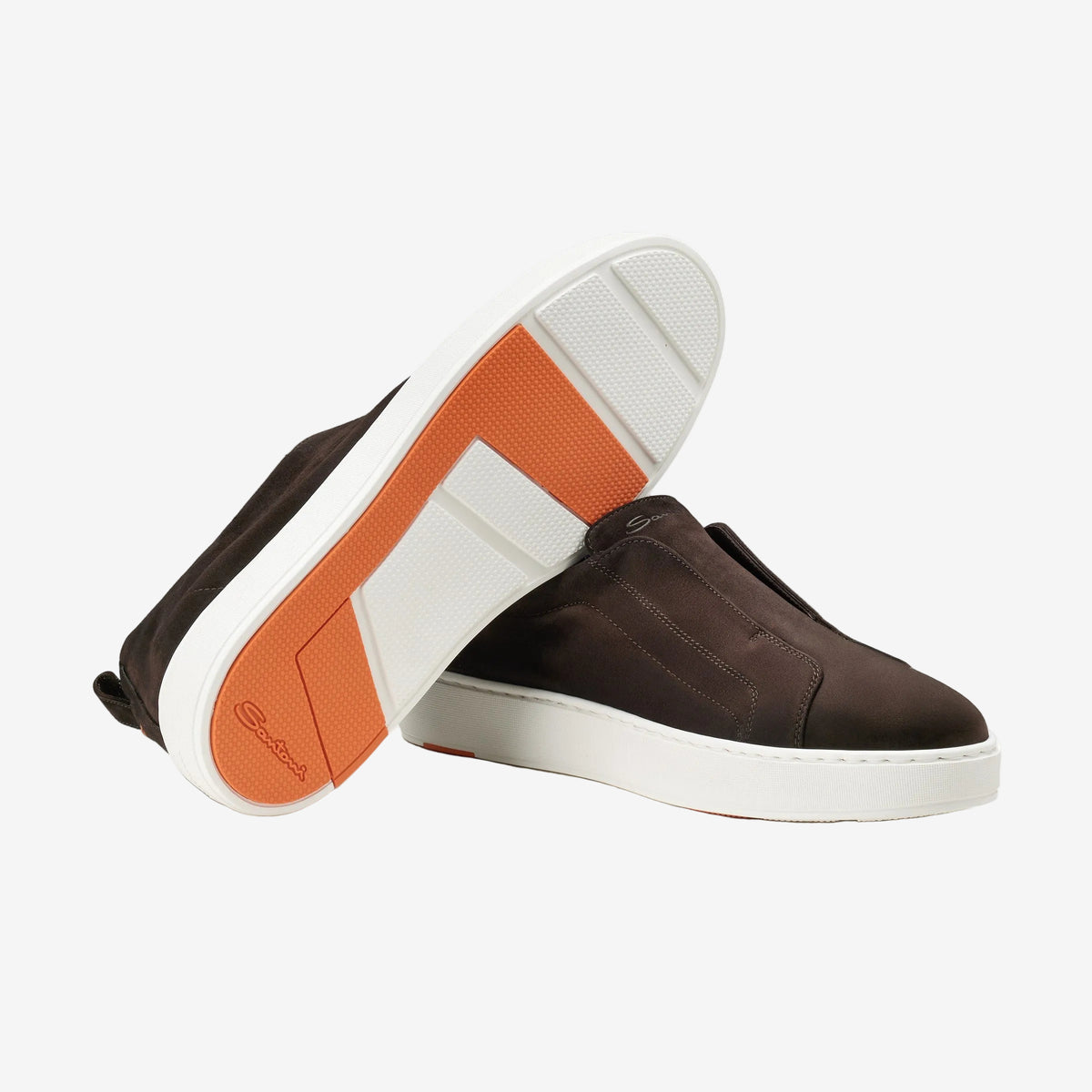 Dark brown suede slip-on sneaker