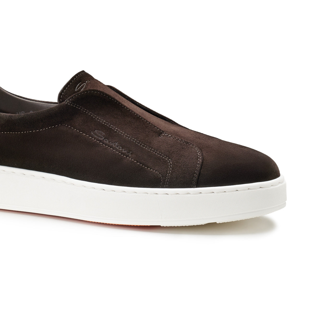 Dark brown suede slip-on sneaker