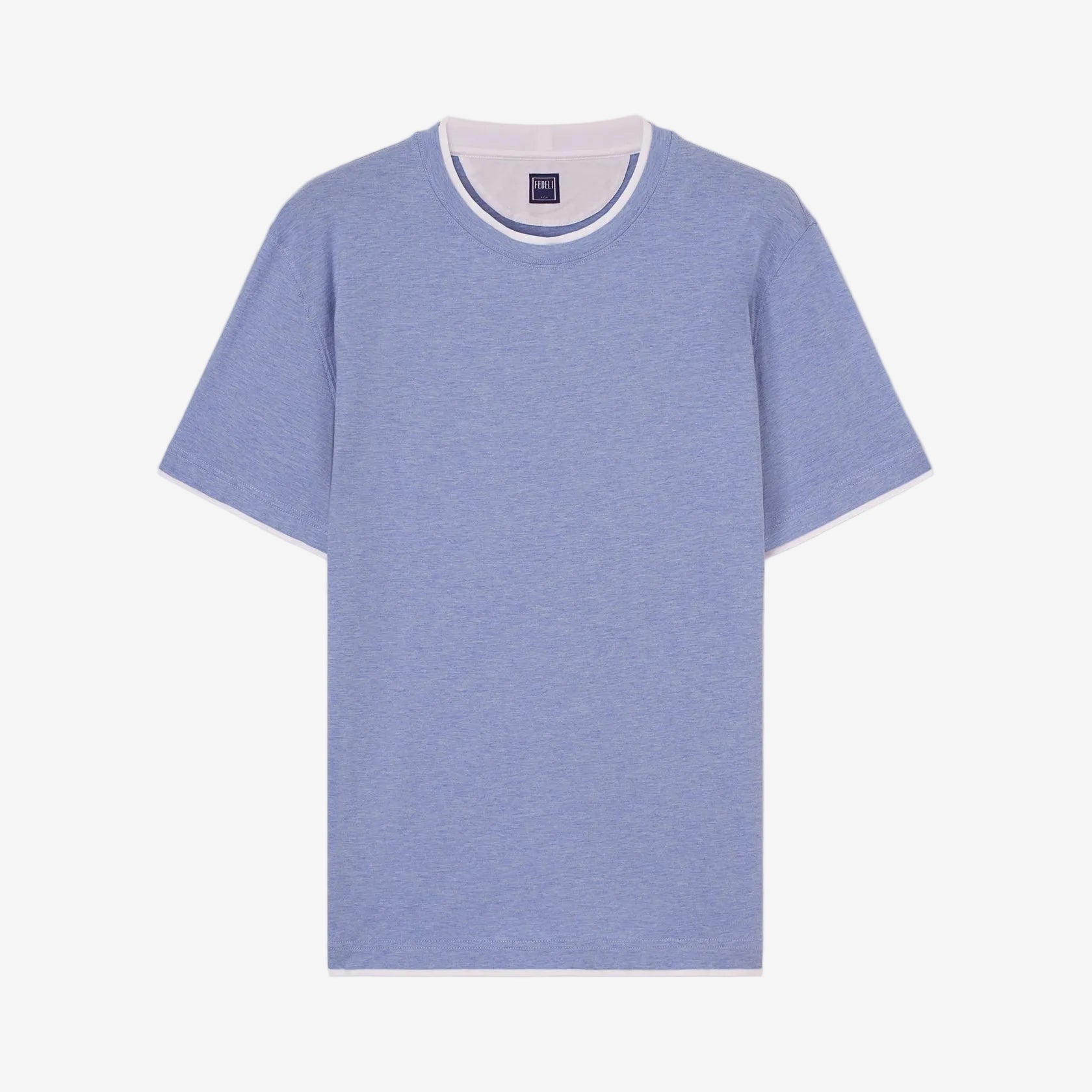 Light Blue Duo Cotton Jersey Mèlange T-shirt